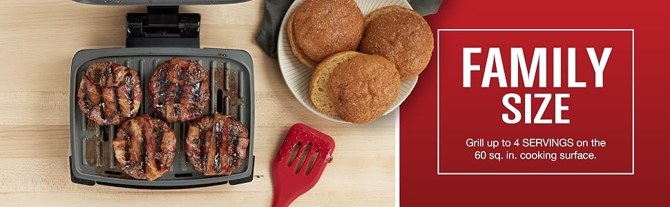 Fully Submersible 4-Serving Grill | Dishwasher-safe grill with fast preheat,