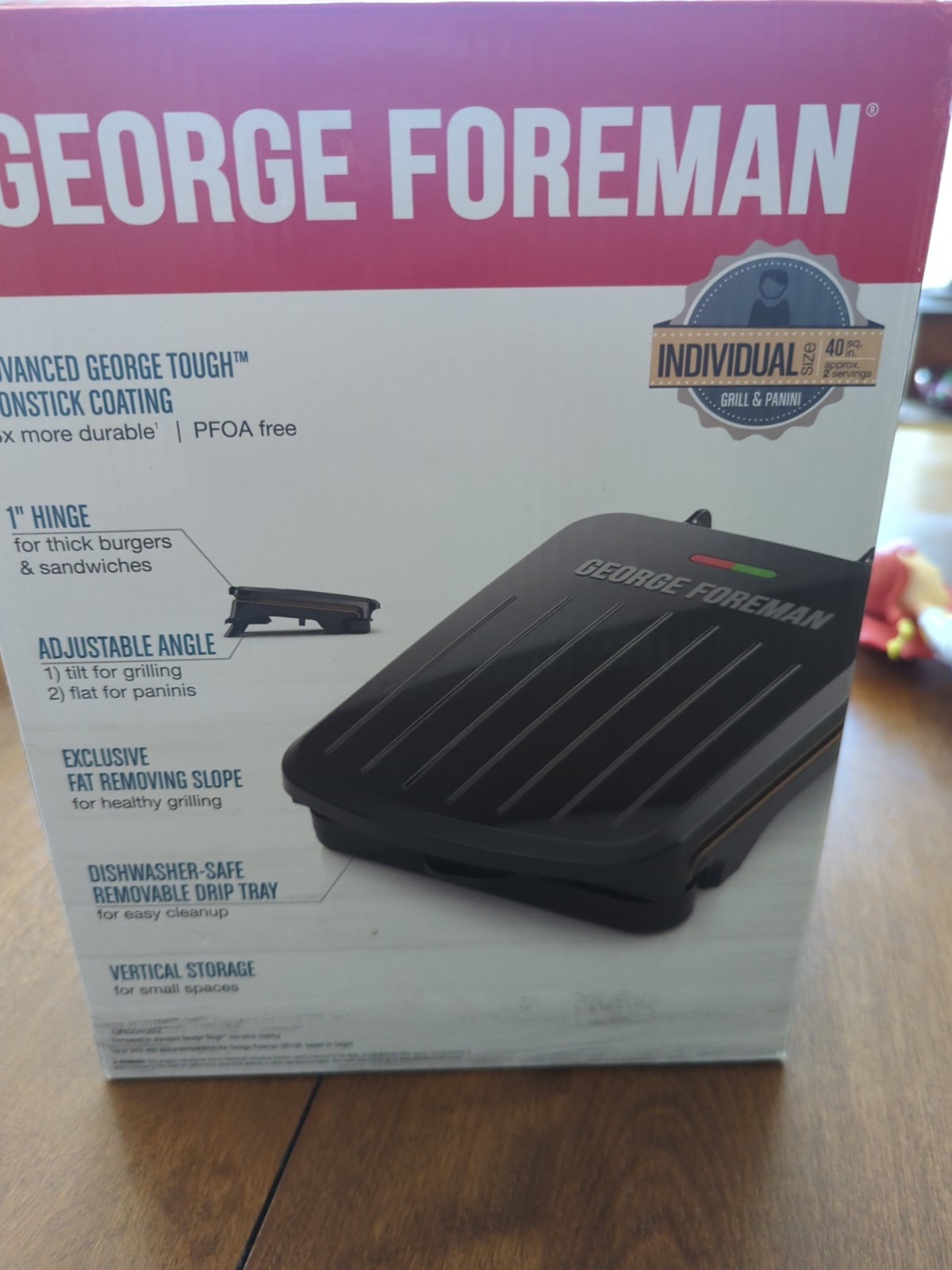 George Foreman Individual Grill & Panini Press Nonstick GRS040BZ Dishwasher Safe