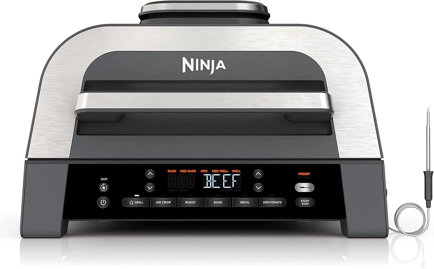 Ninja DG551 Foodi Smart XL 6-in-1 Indoor Grill with Air Fry, Roast, Bake, Broil,