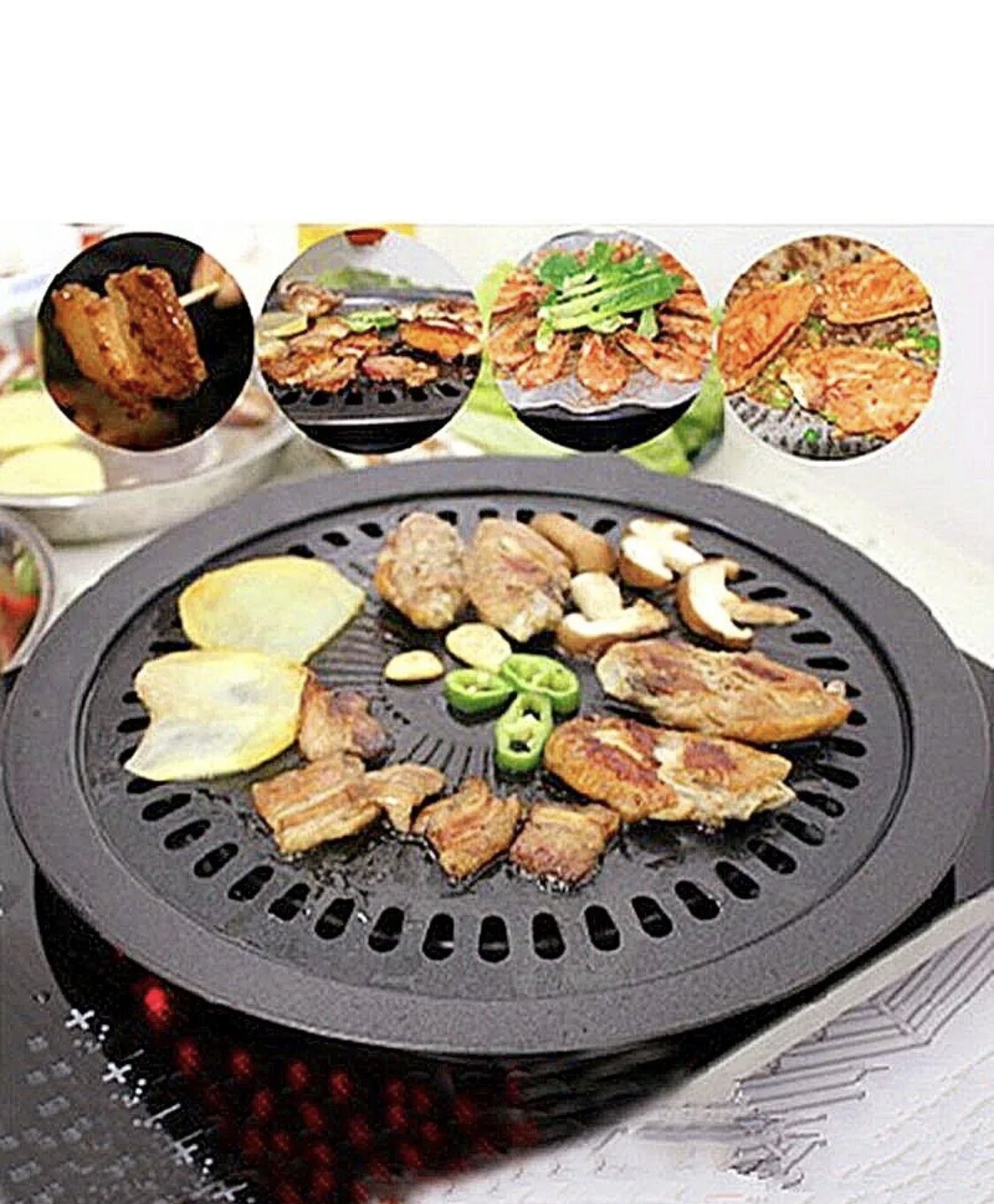 Stovetop Grill Indoor Smokeless Outdoor Kitchen Top For Stove Pan Gas Korean Bbq