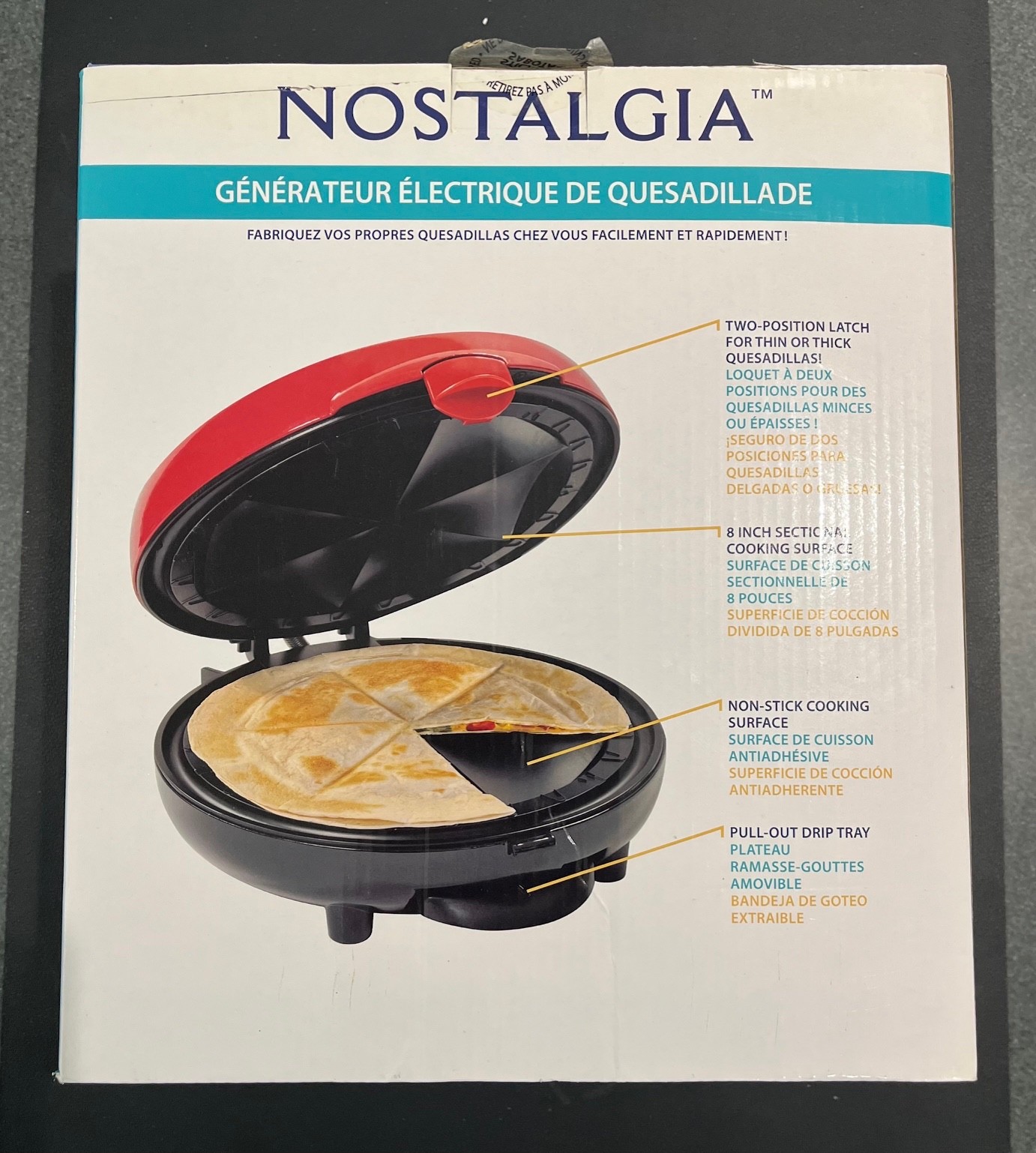 8” 6 Wedge Electric Quesadilla Maker for Taco Tuesday With Extra Stuffing Latch