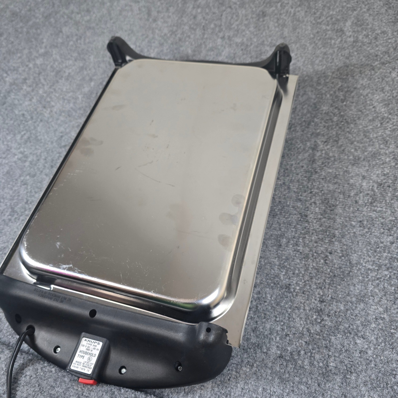 Krups Canyon Type 340 Electric Tabletop Grill Countertop BBQ Made In Italy