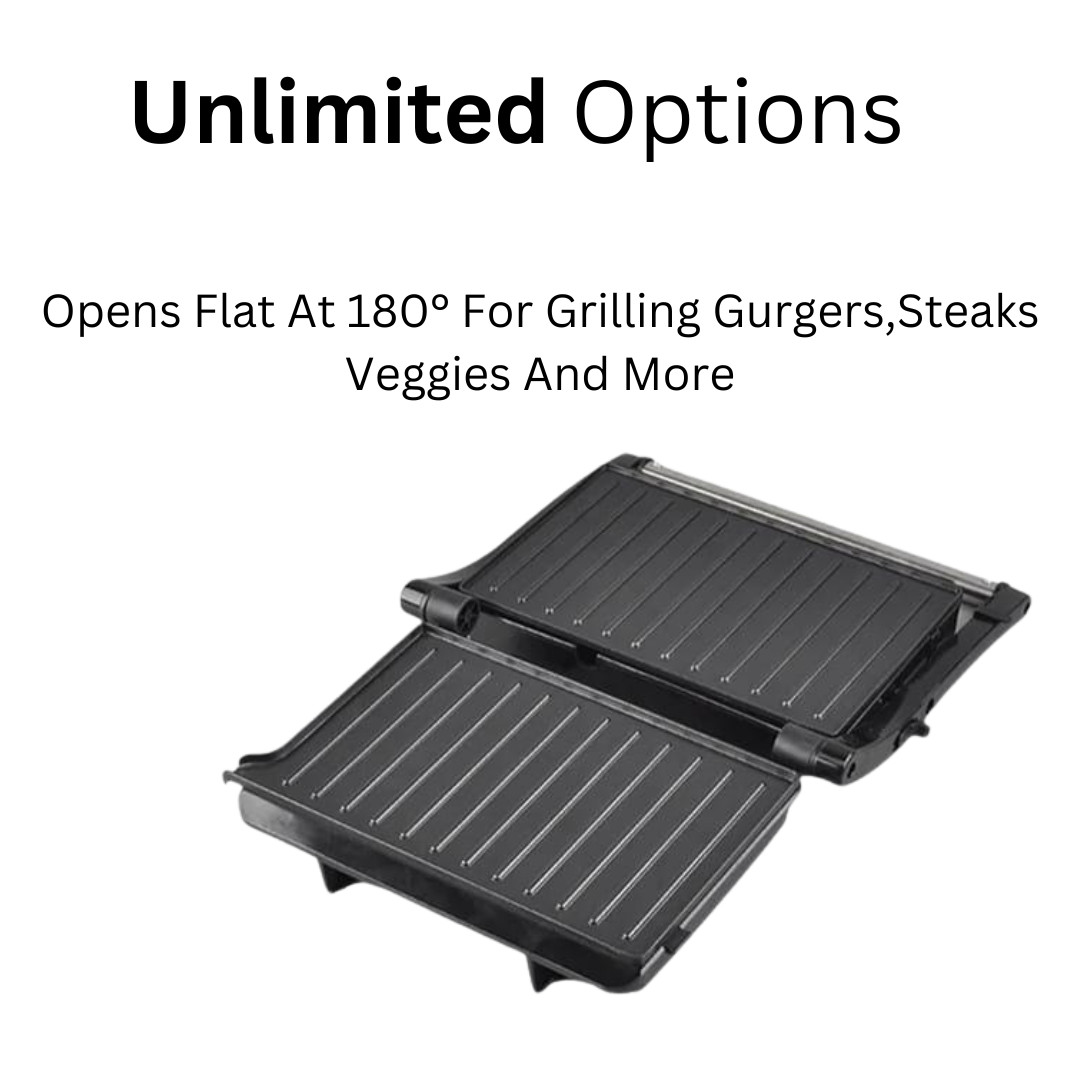Press Grill Sandwich Maker w/ Non-Stick Double Flat Cooking Plate Toaster 1000w
