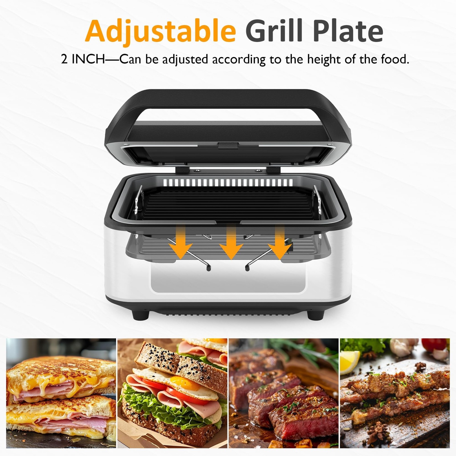 Sunvivi 1300W Smokeless Grill Indoor Auto-Lift, Electric Panini Press Griddle