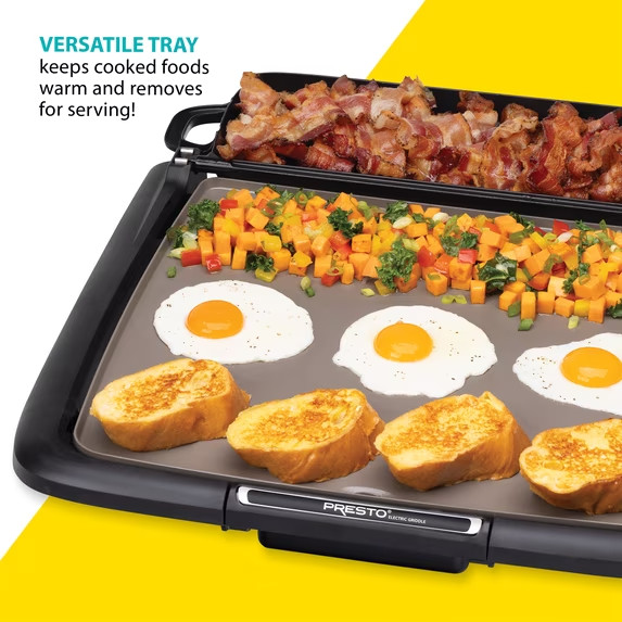 Presto 07024 Ceramic Electric Griddle Warmer Plus Nonstick Pancake Black
