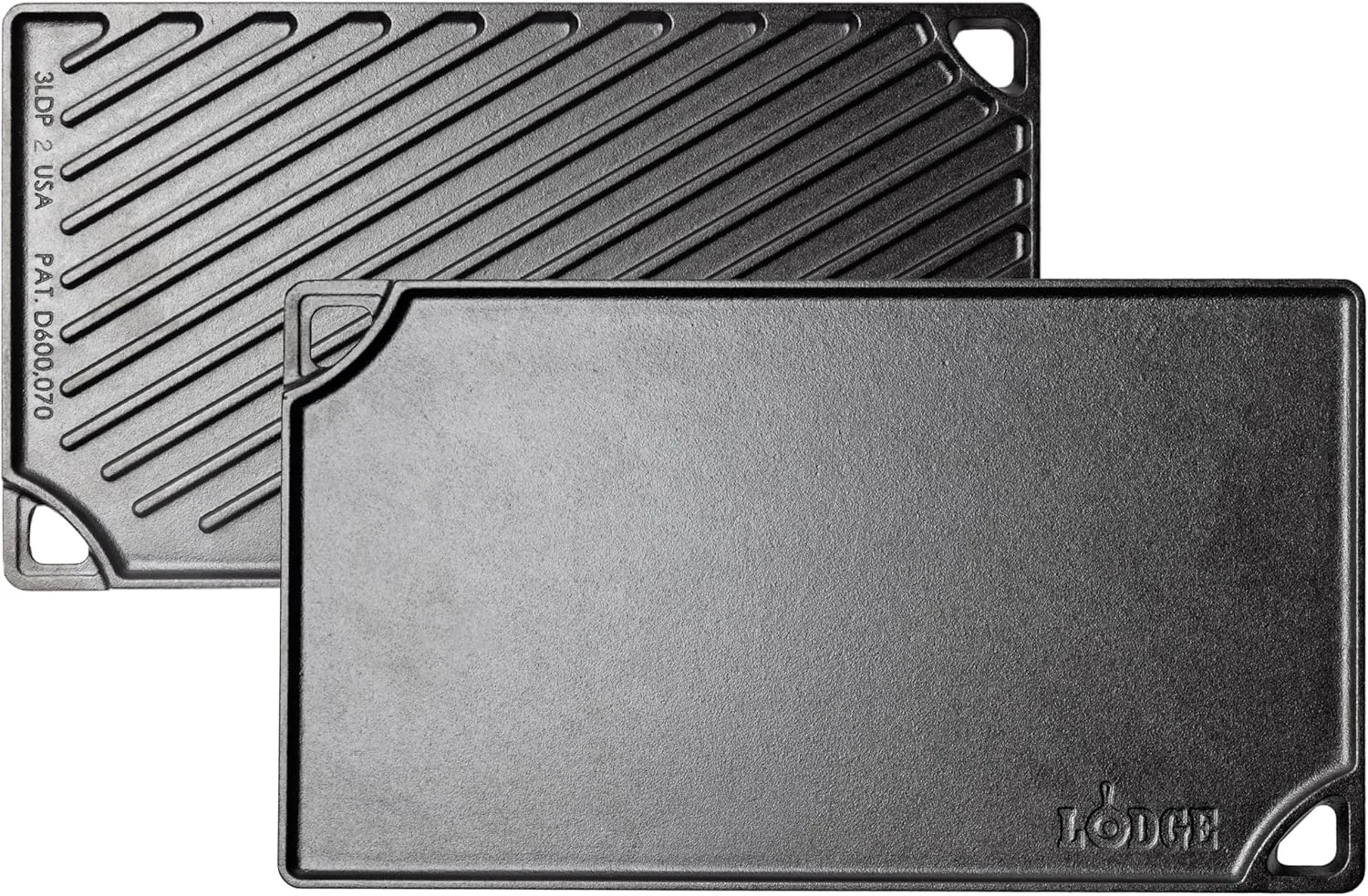 Lodge Reversible Cast Iron Grill/Griddle Pan 16.75 x 9.5 – Pre-Seasoned Dual-Sid