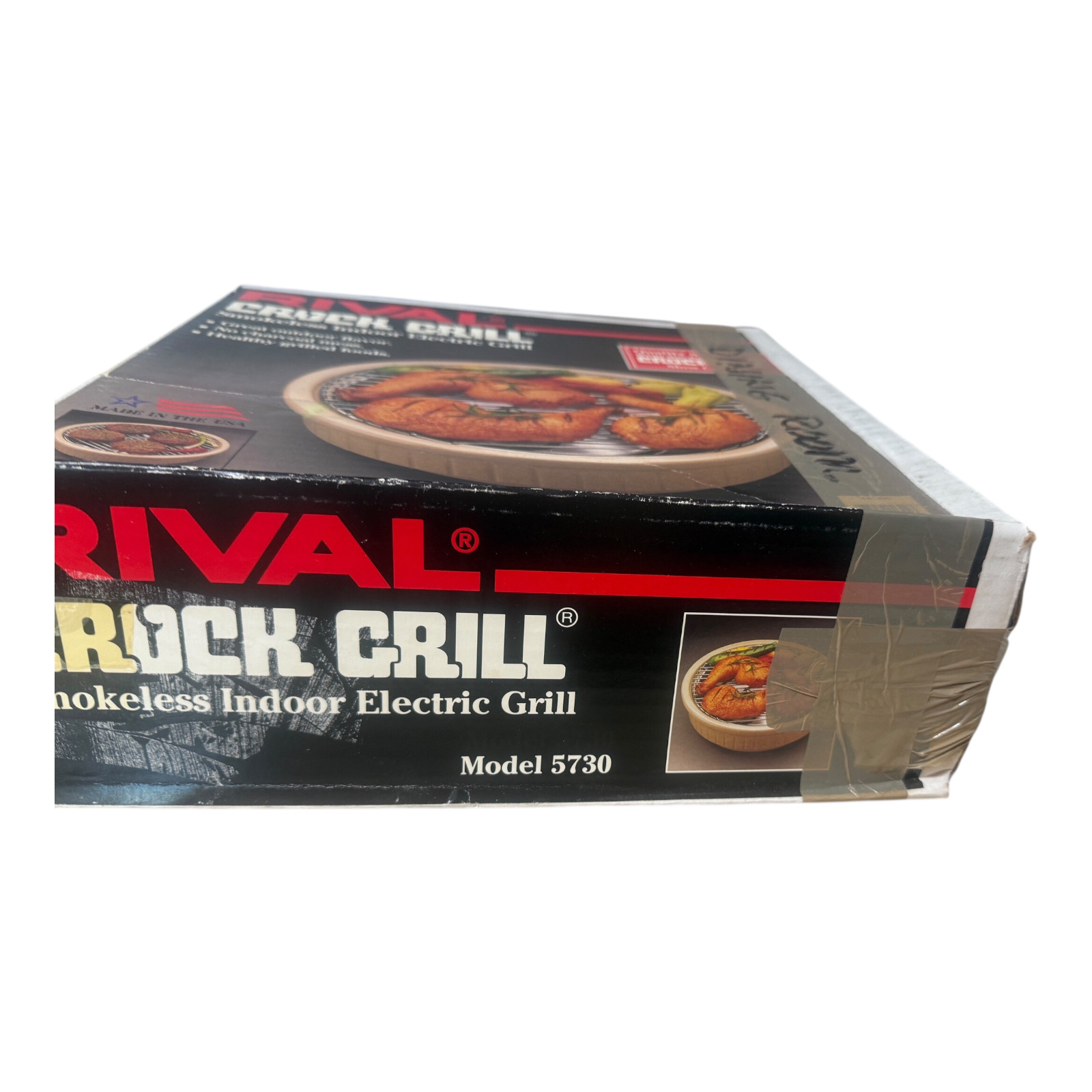 Vtg Rival Crock Grill Smokeless Round Indoor Electric Cooker Beige Tested