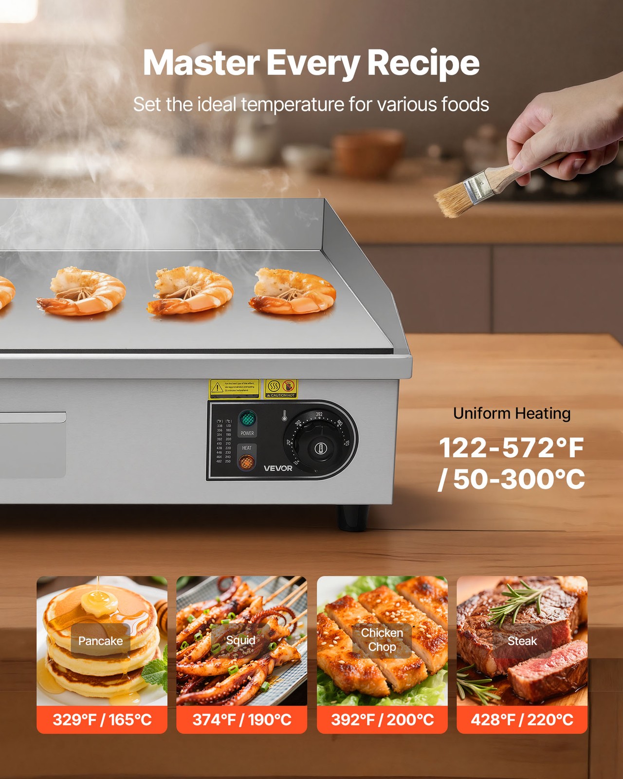 VEVOR 30″ Commercial Electric Griddle Full Flat Top Grill 2800W(NO PLUG)