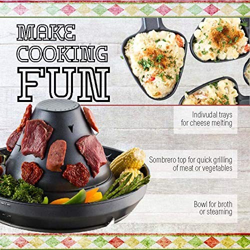 Gourmia GEG1400 Electric Raclette Vertical Grilling Sombrero 6 Pans Non Stick