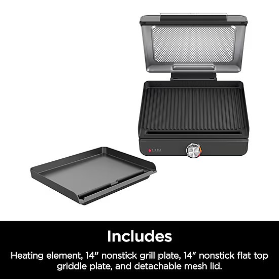 Ninja Sizzle GR101 Indoor Grill & Griddle 500°F 1450W Free Shipping