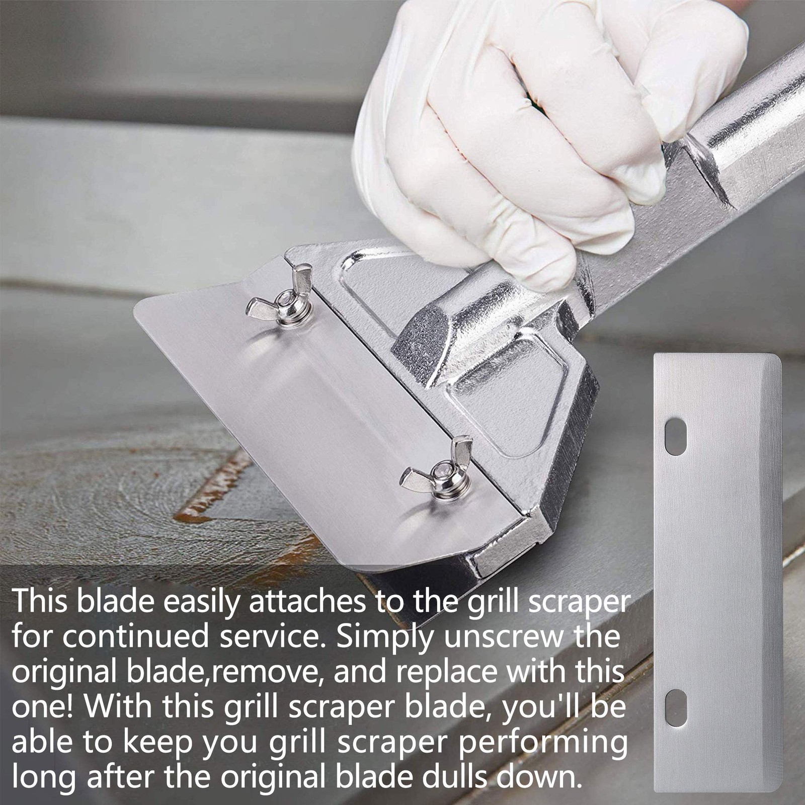 BOLEXINO Grill Scrapers Blade 1.8″ x 6.1″ Scraper Blades, Sliver