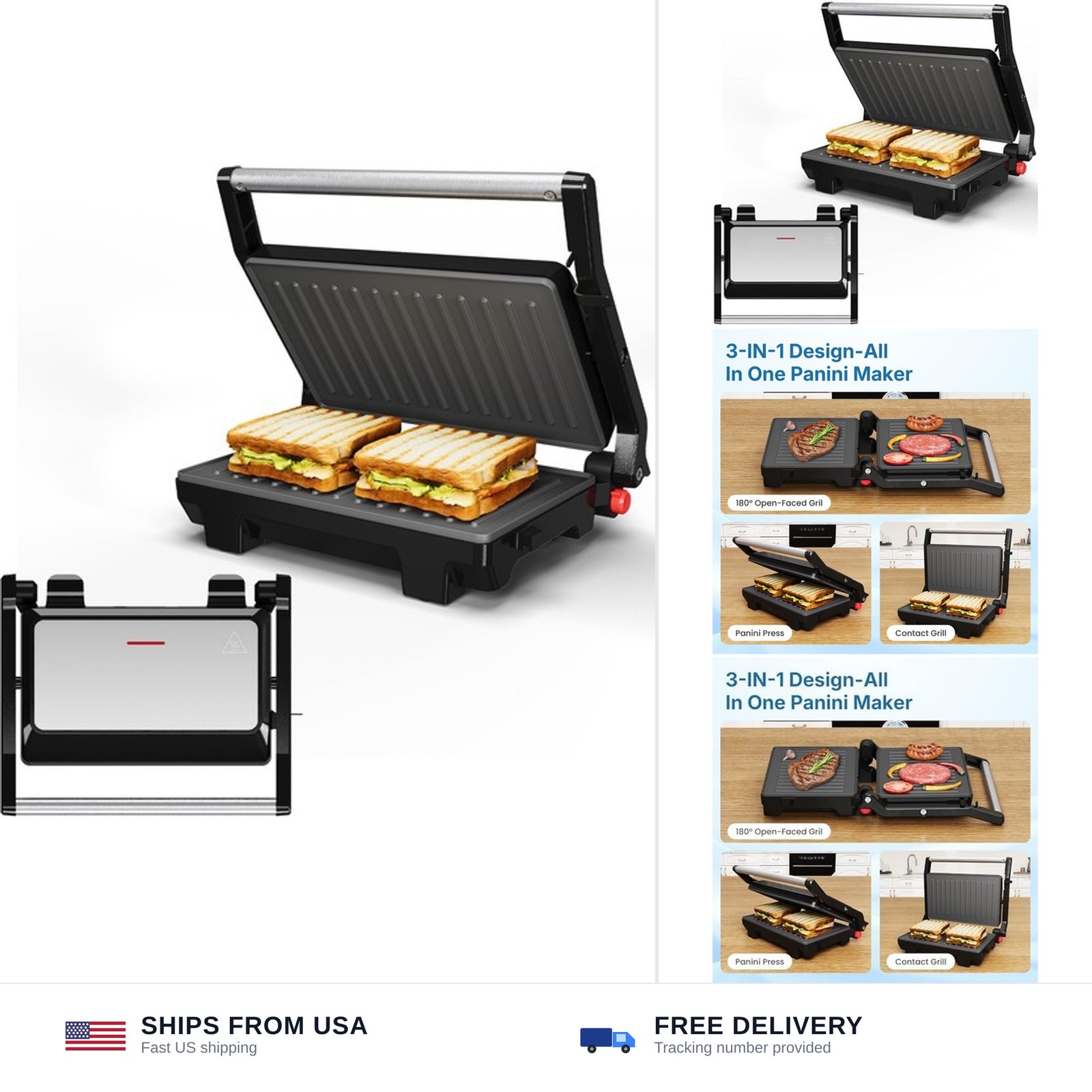 Panini Press Grill Indoor: Sandwich Maker with Nonstick Plates, Easy to Clean…
