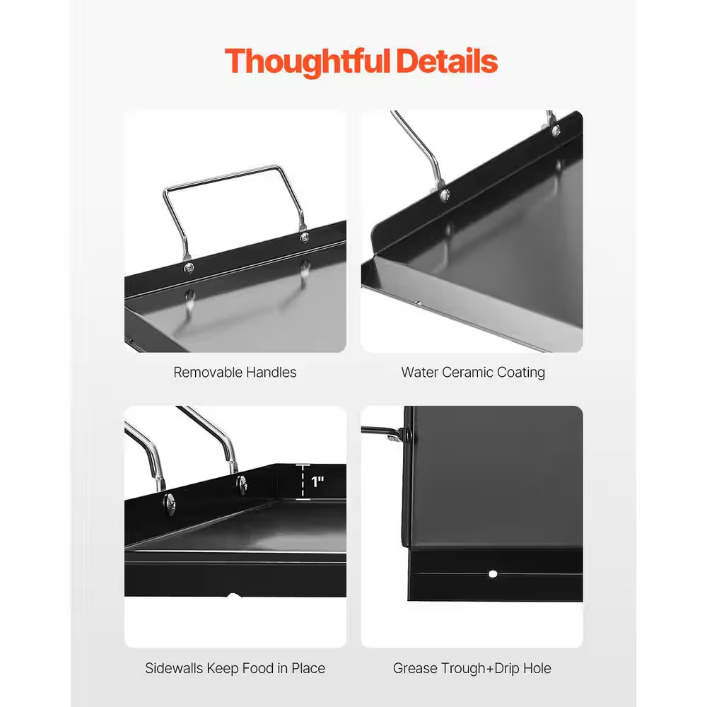 Carbon Steel Griddle, 32X14 In. Universal Flat Top Rectangular Plate, Gas Grill