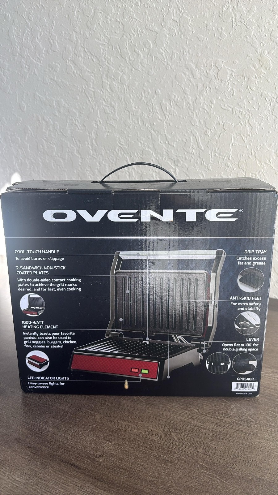GP0620R Electric Panini Press Grill Sandwich Maker — BRAND NEW, Red