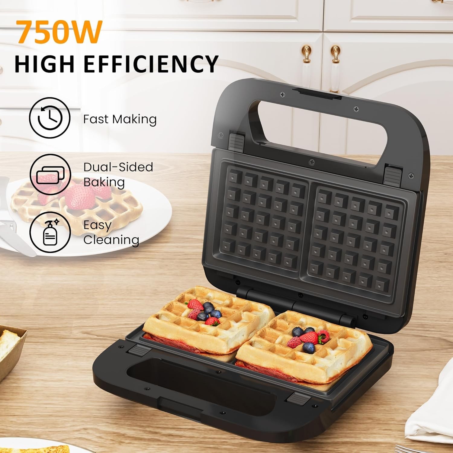 Sandwich Maker Panini Press: Waffle Maker with Removable Plates, 3 in 1 Sandw…