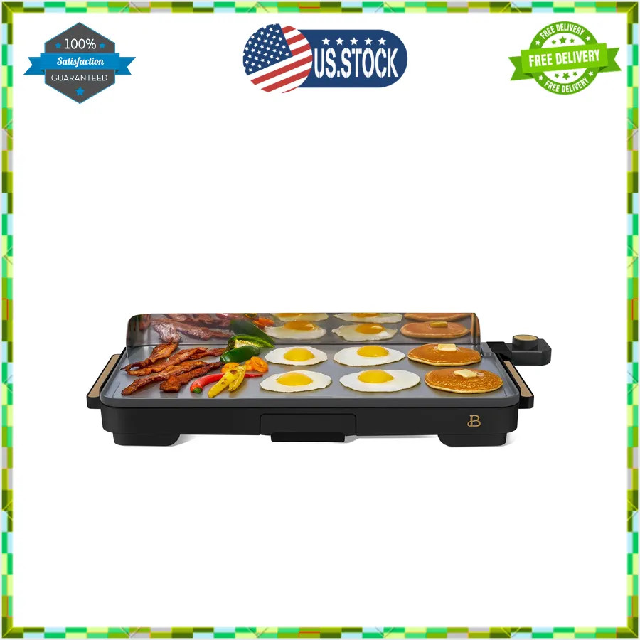 Beautiful Drew Barrymore XL Electric Griddle 12 x 22 Nonstick Black Sesame