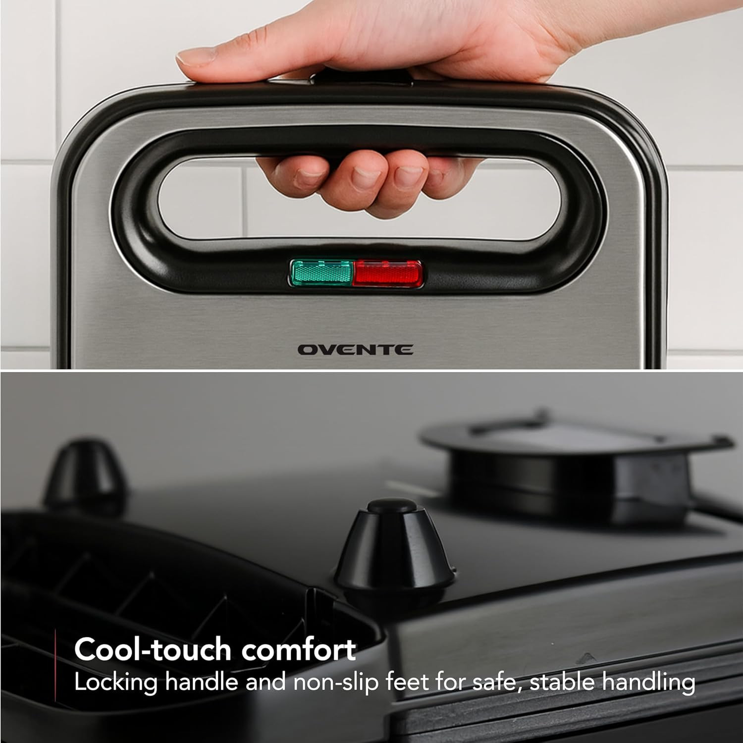 Electric Sandwich Maker with Non-Stick Plates, Indicator Lights, Cool Touch H…