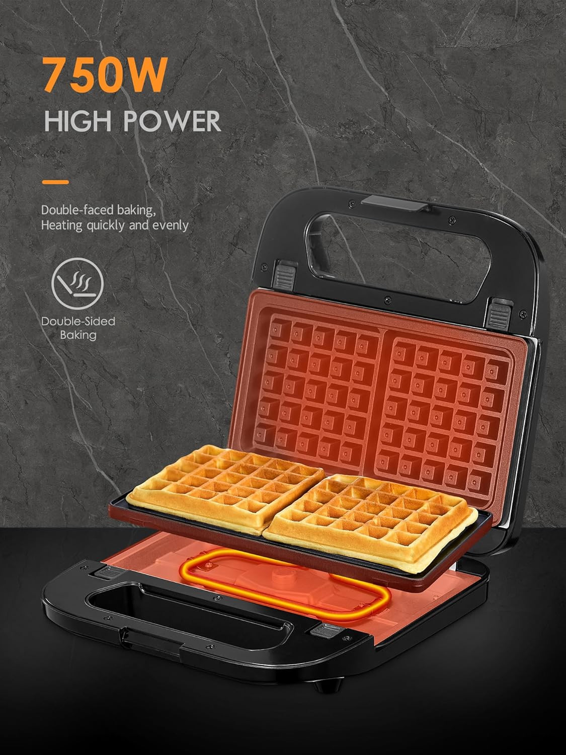 3-In-1 Waffle, Grill & Sandwich Maker, Panini Press Grill and Waffle Iron Set wi