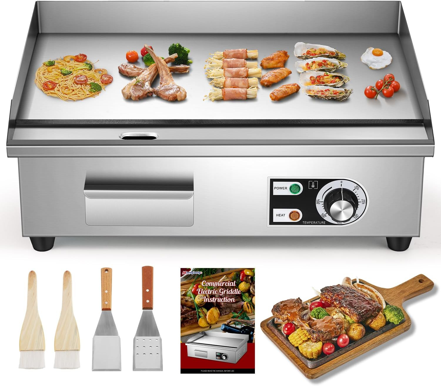 Moogiantgo 22” Electric Griddle – 1600W Non-Stick Flat Top Grill