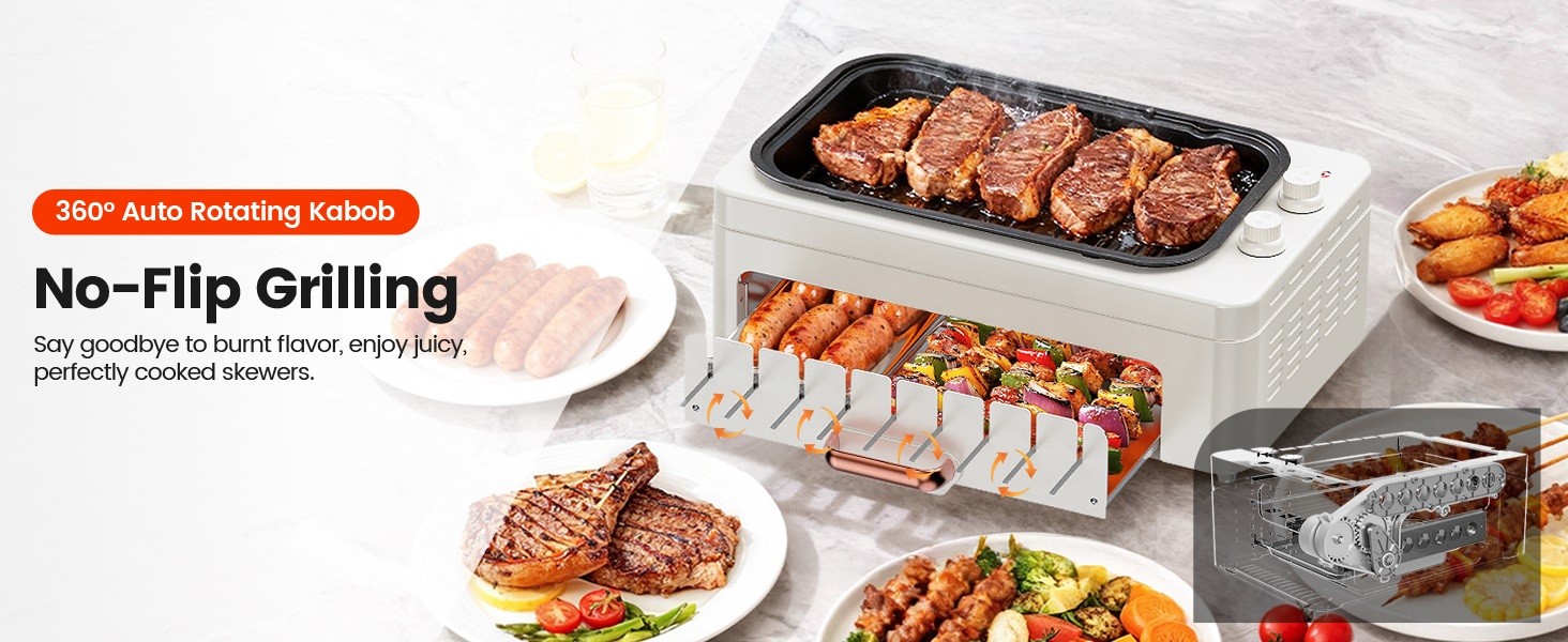 4-in-1 Electric Indoor Grill Smokeless for Home,Countertop Electric Grill with