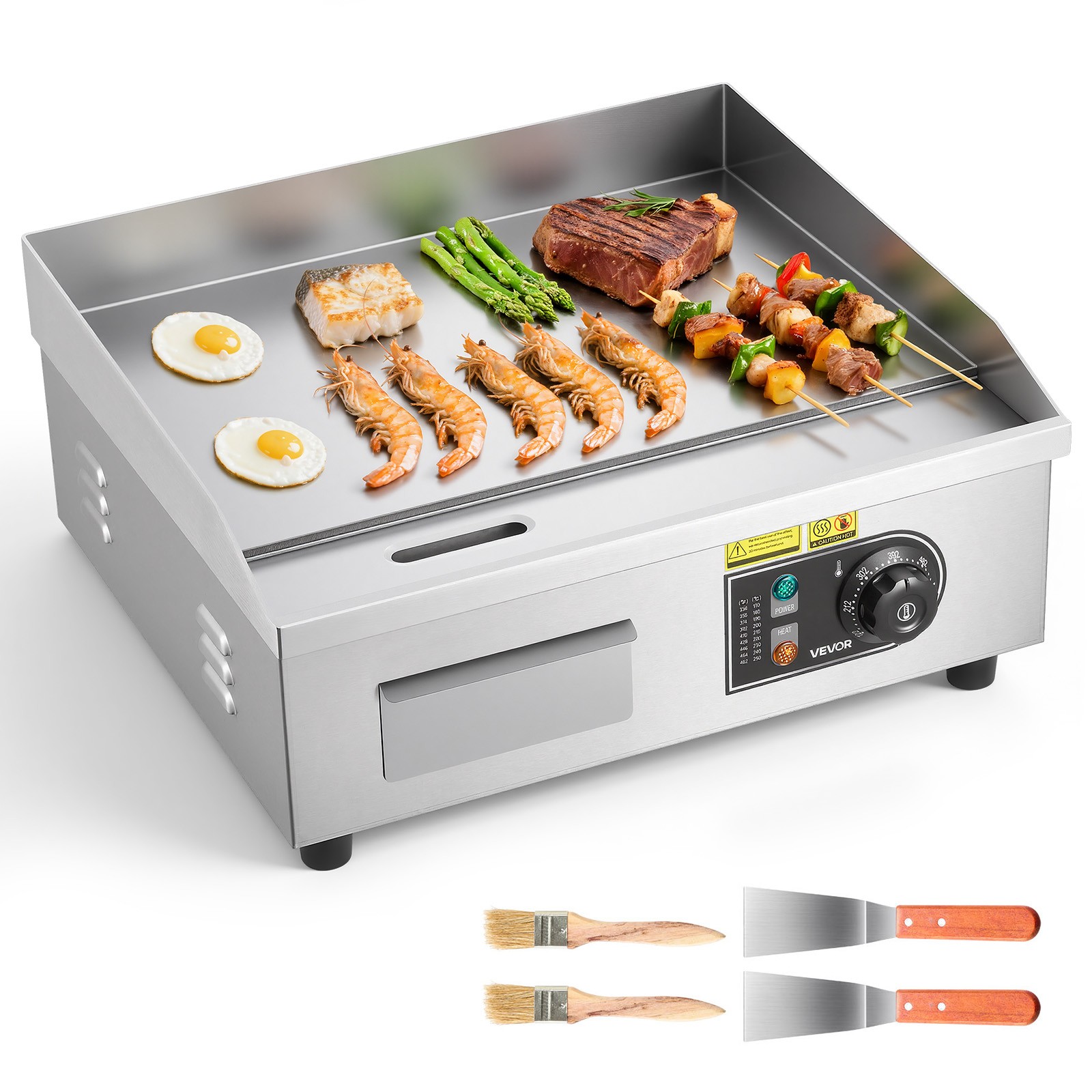 VEVOR 18″ Commercial Electric Griddle Countertop Flat Top Grill 1750W 122-570°F