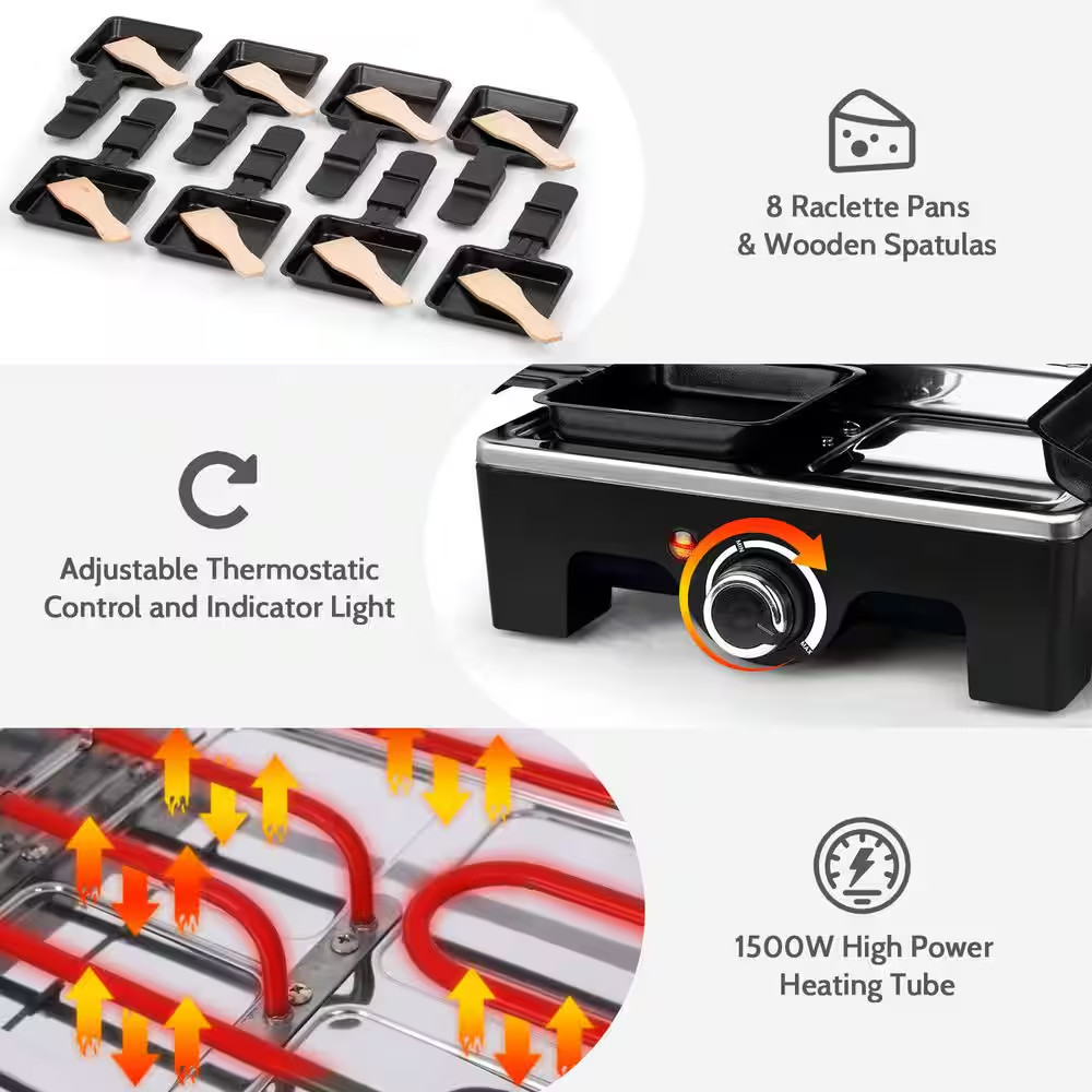 171 Sq. In. Black Stainless Steel Removable 2-In-1 Non-Stick Smokeless Electric