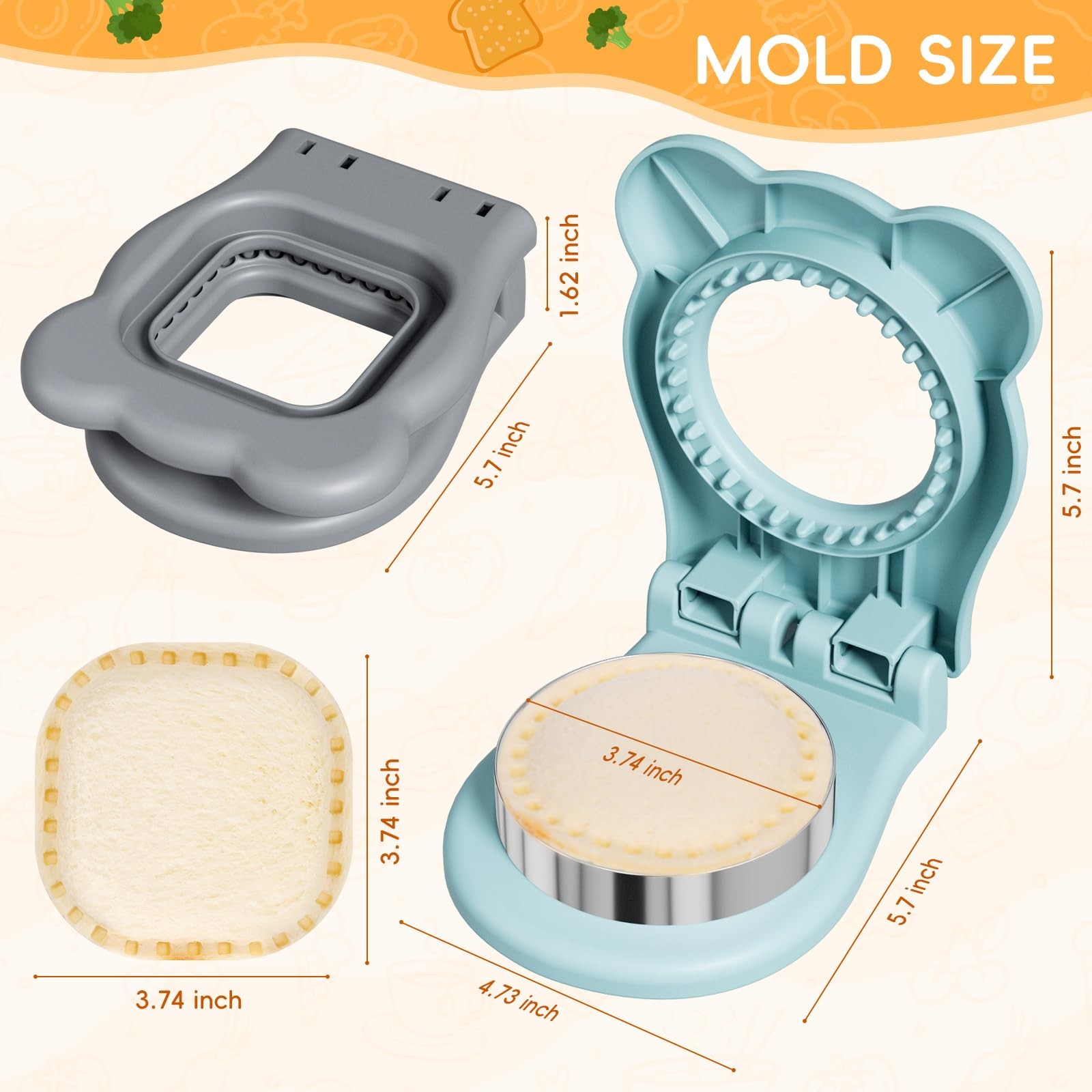 Sandwich Cutters for Kids Lunch, Breakfast Crustless Sandwich Maker