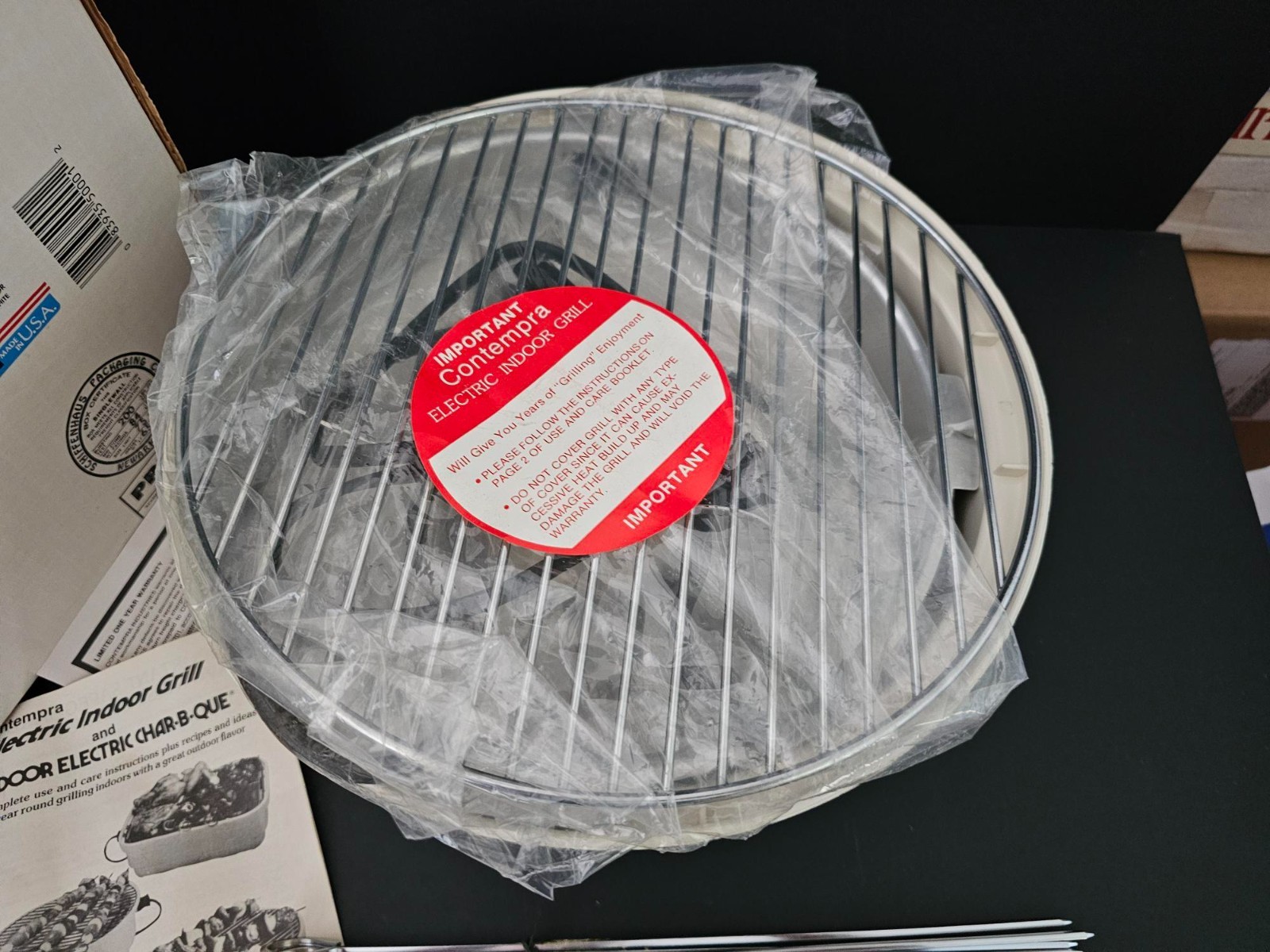 Vintage Contempra Indoor Electric Grill 12 Inch Model EIG-1 Vanilla Nice Cond