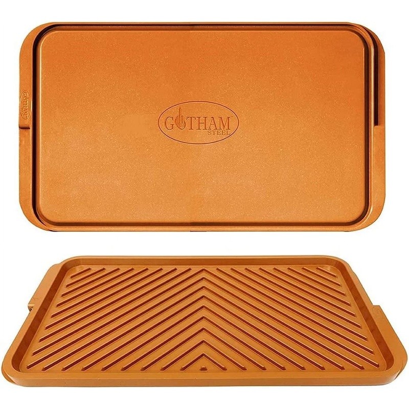 XL Nonstick Reversible Grill Griddle Pan Indoor Outdoor Cooking Oven Safe New
