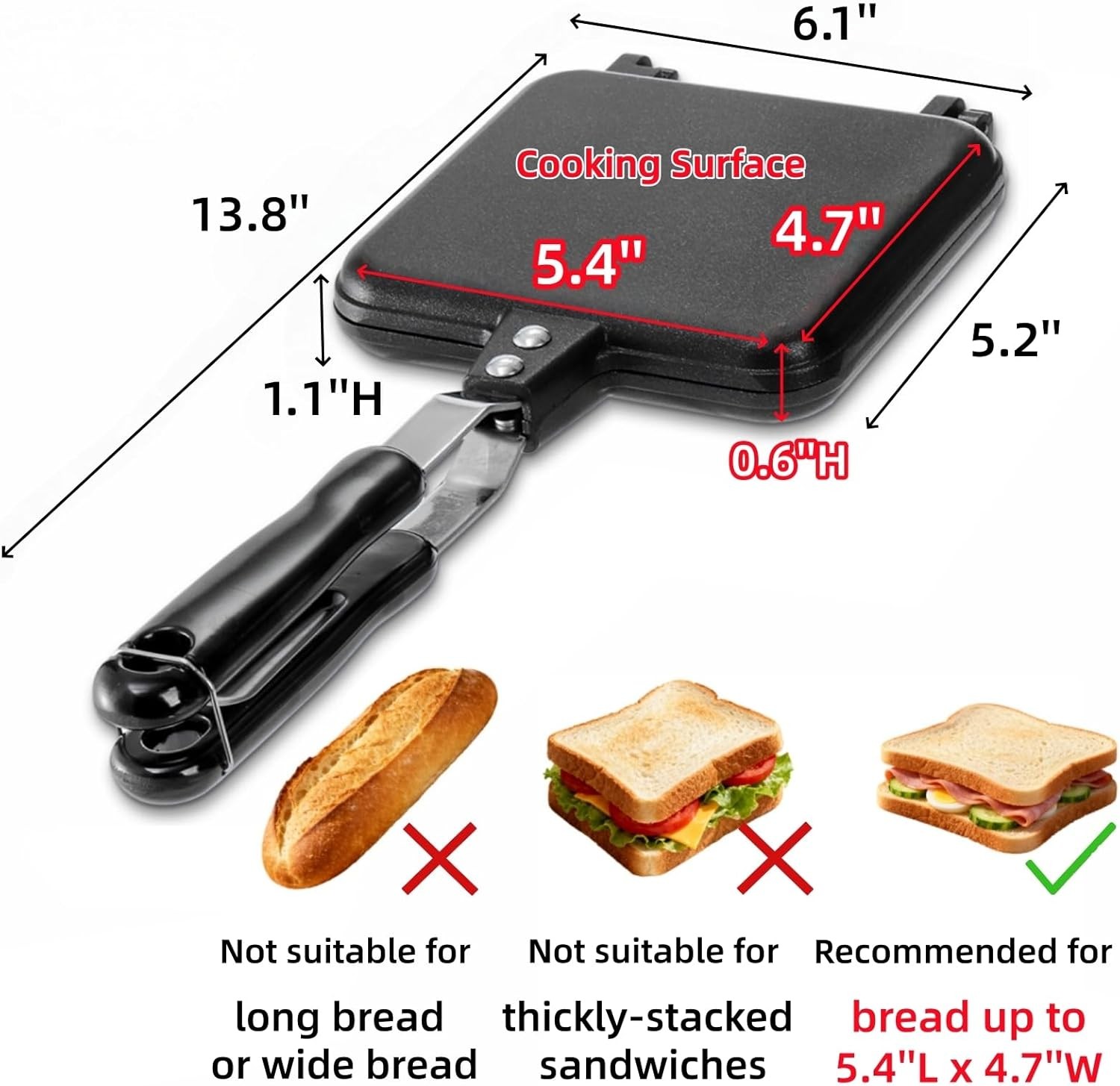 Hot Sandwich Maker Grilled Sandwich Toaster Small Bread Pancake Double Sided