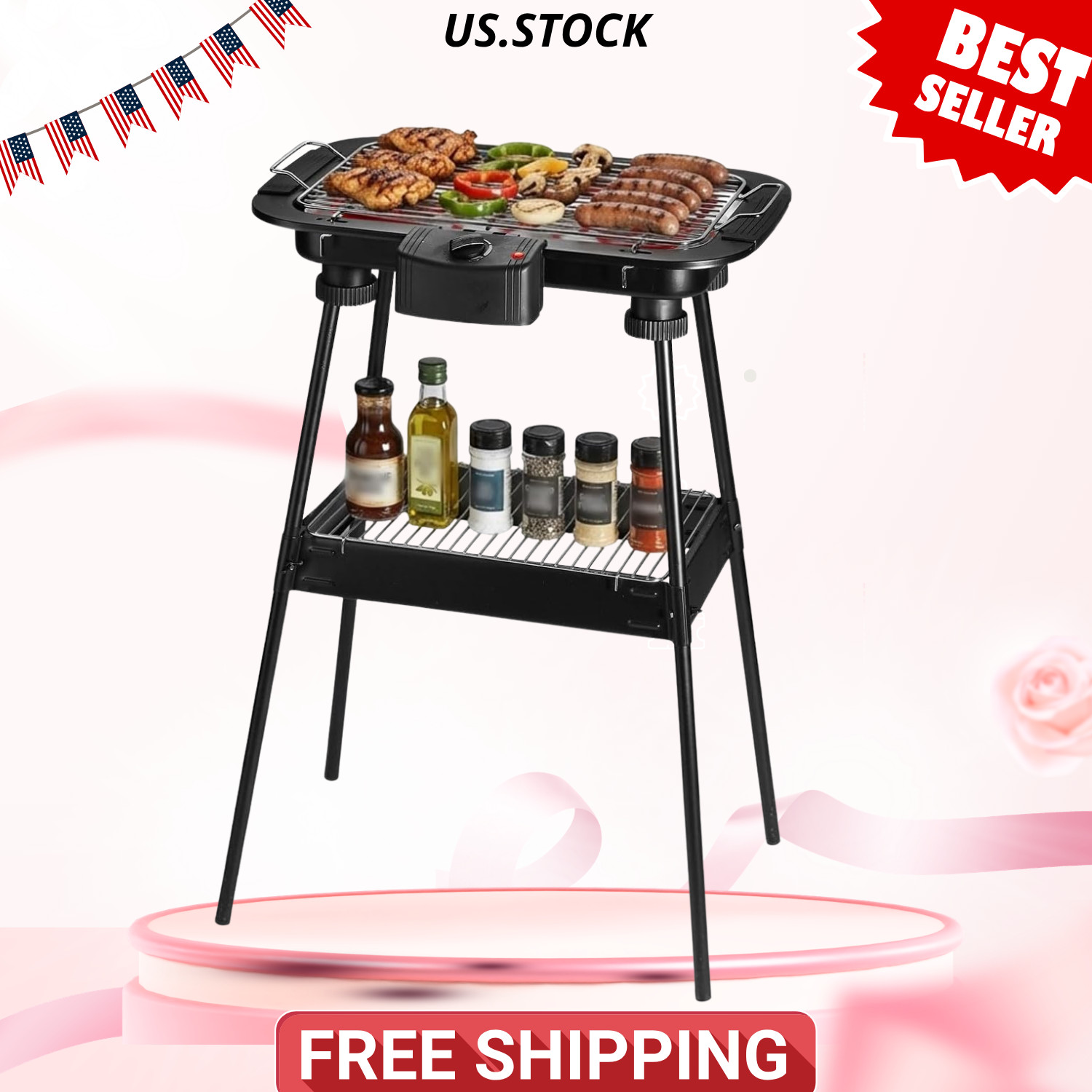 NEW Electric Grill Smokeless BBQ Portable Indoor Outdoor Stand YD301