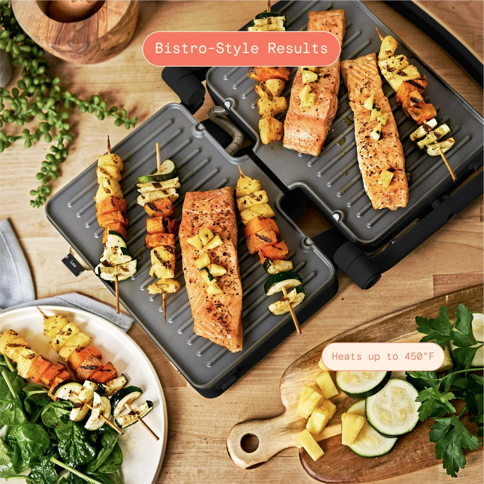 Beautiful 2-in-1 Panini Press & Grill with Detachable Plates, Black Sesame by Dr