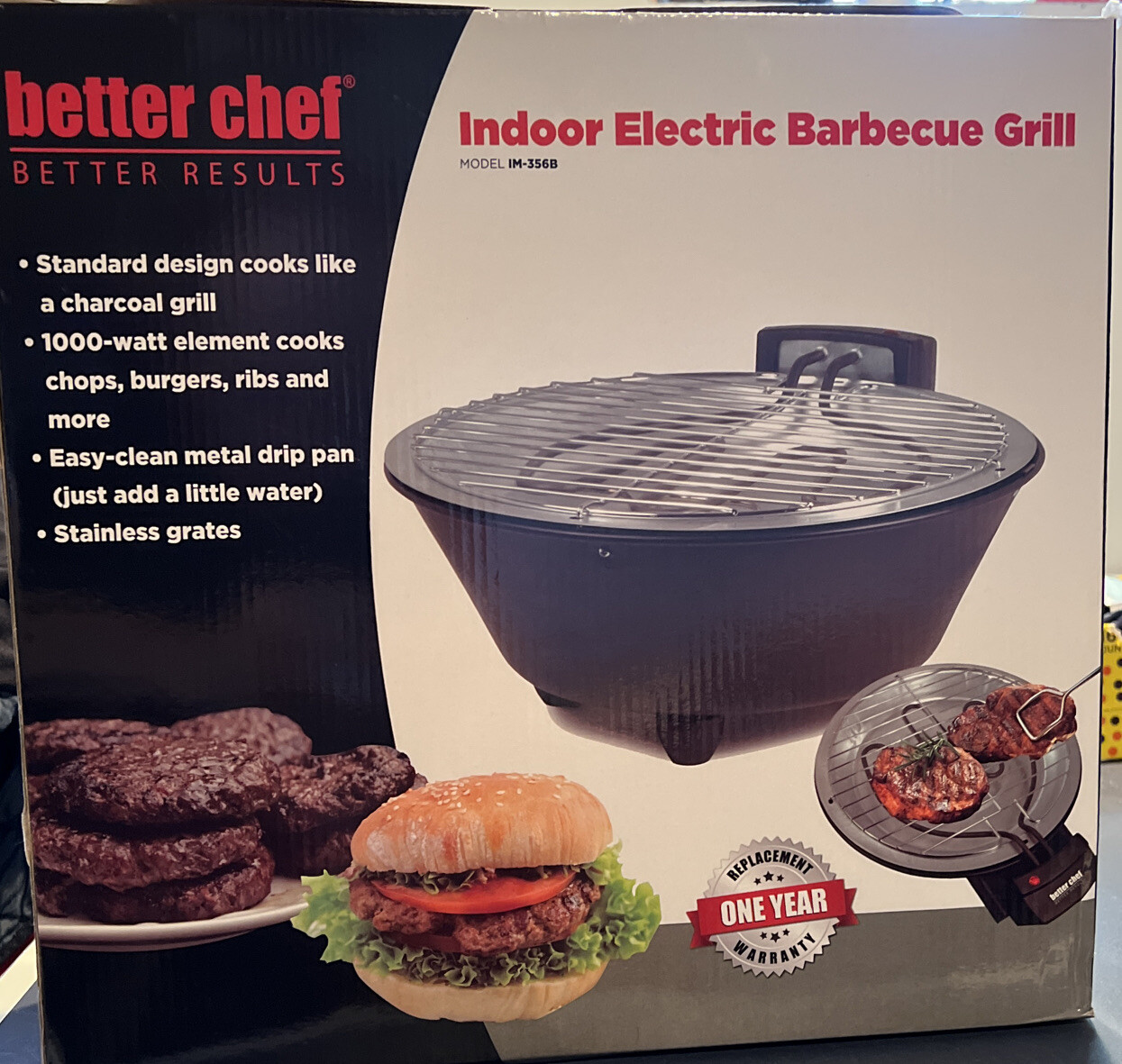 Better Chef Indoor Electric Barbecue Grill, IM-356B, New