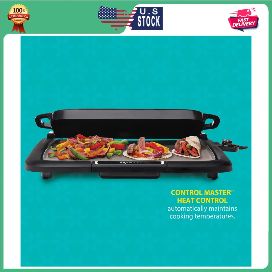 Presto Ceramic Nonstick Electric Griddle with Multifunction Warming Tray
