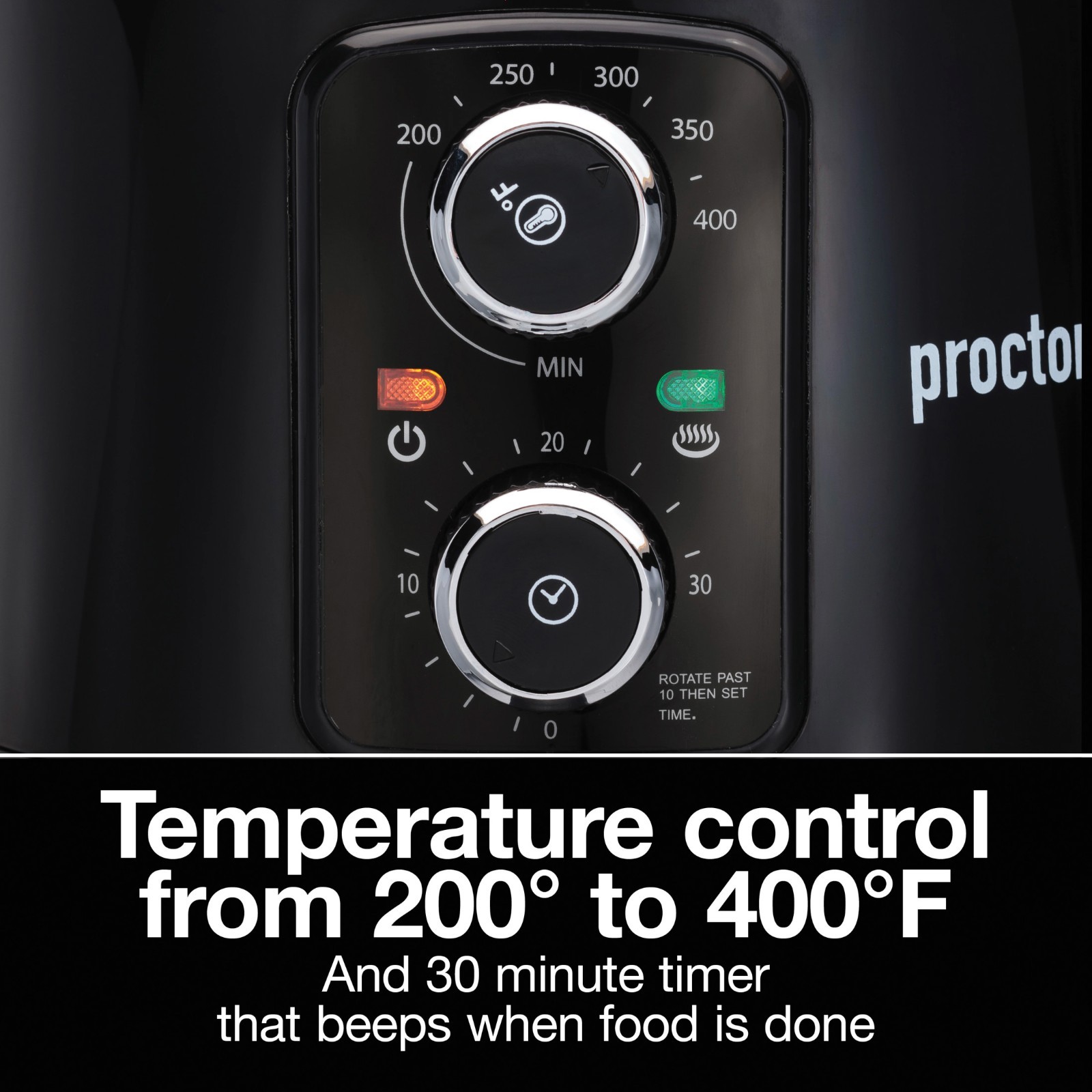 Proctor Silex 3.7 Quart Air Fryer with Timer and Nonstick Basket, Black