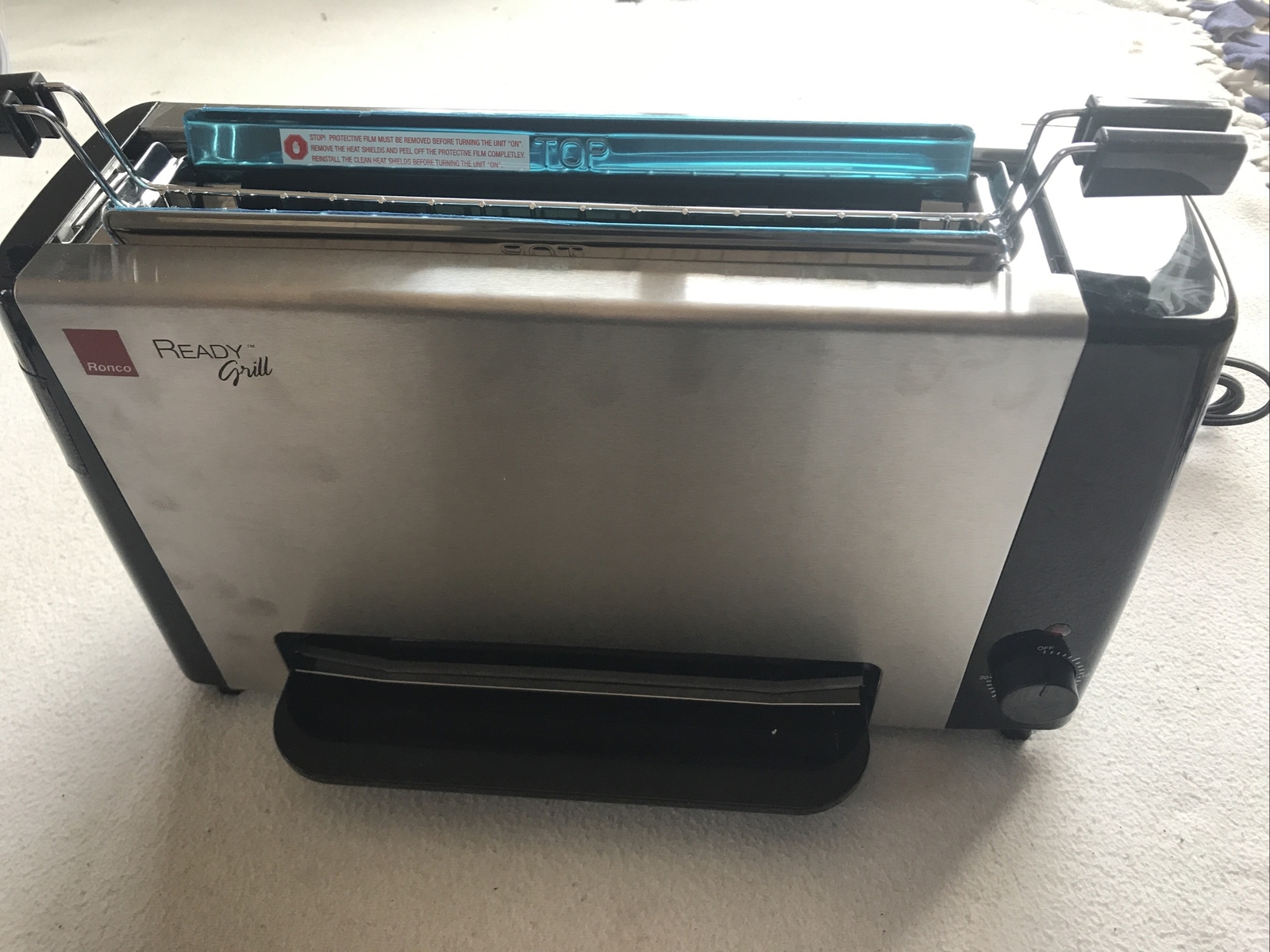 Ronco Cooking Grill Cooker Smokeless Indoor Stainless / Manual * Side Damage