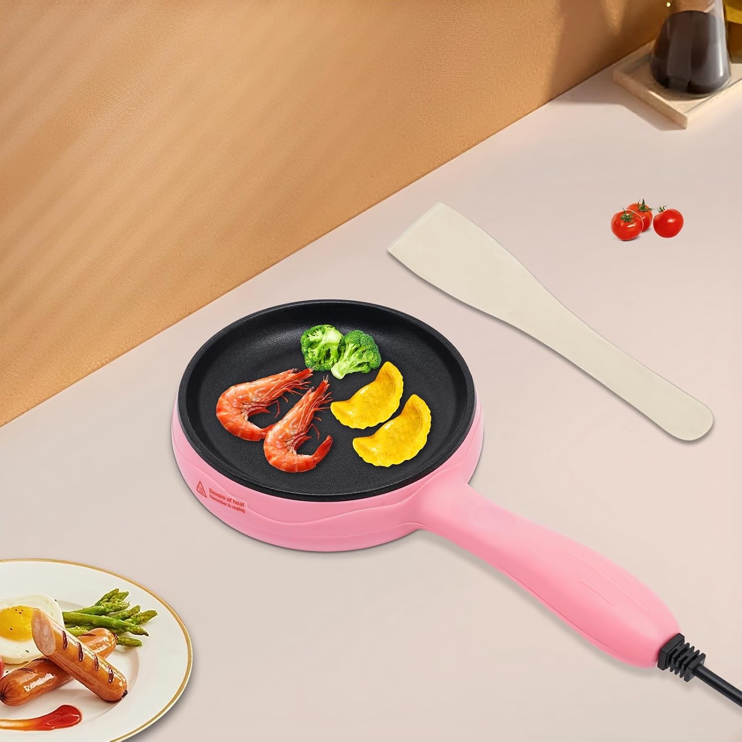 6-Inch Non-Stick Electric Skillet Rapid Heat Up Personal Mini Electric Round