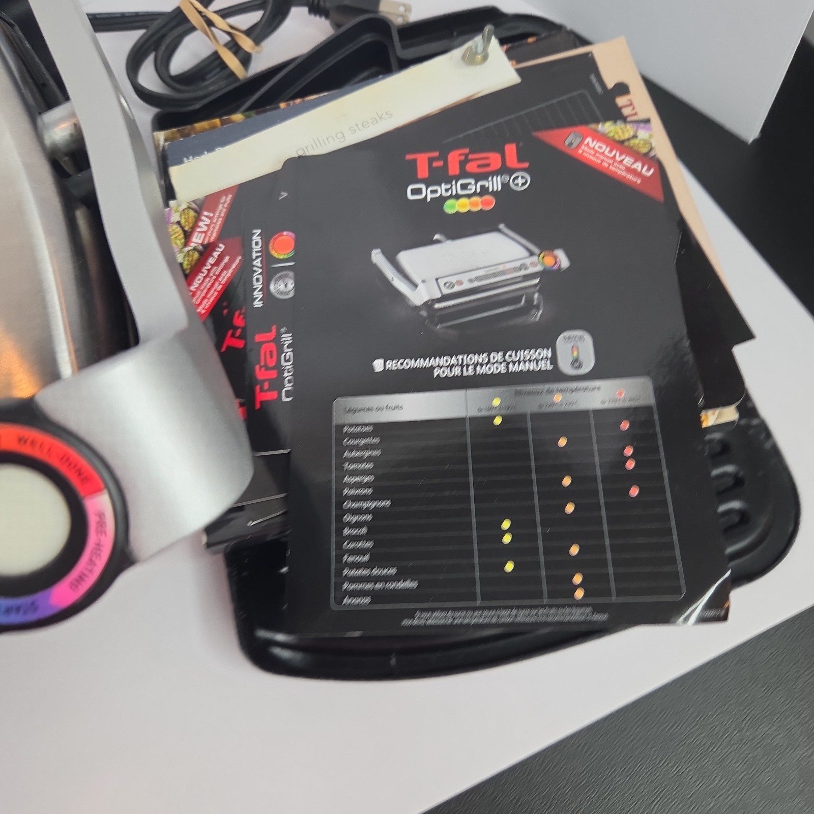 T-fal OptiGrill Indoor Electric Grill Auto Sensor Stainless Steel W/ Extras