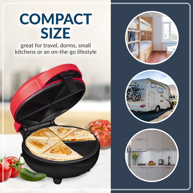 Mini Quesadilla Maker 550W Nonstick Portable 6 Slice Taco Machine Easy Cleanup