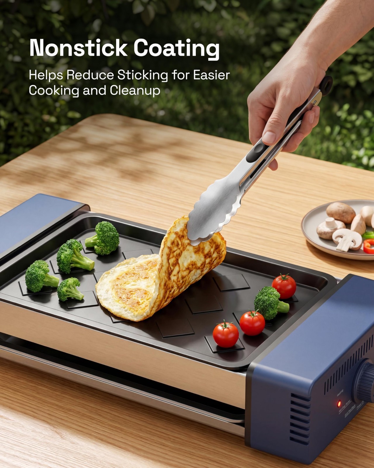 3-in-1 Smokeless Indoor Grill & Electric Griddle, Nonstick BBQ, Dishwasher Safe,