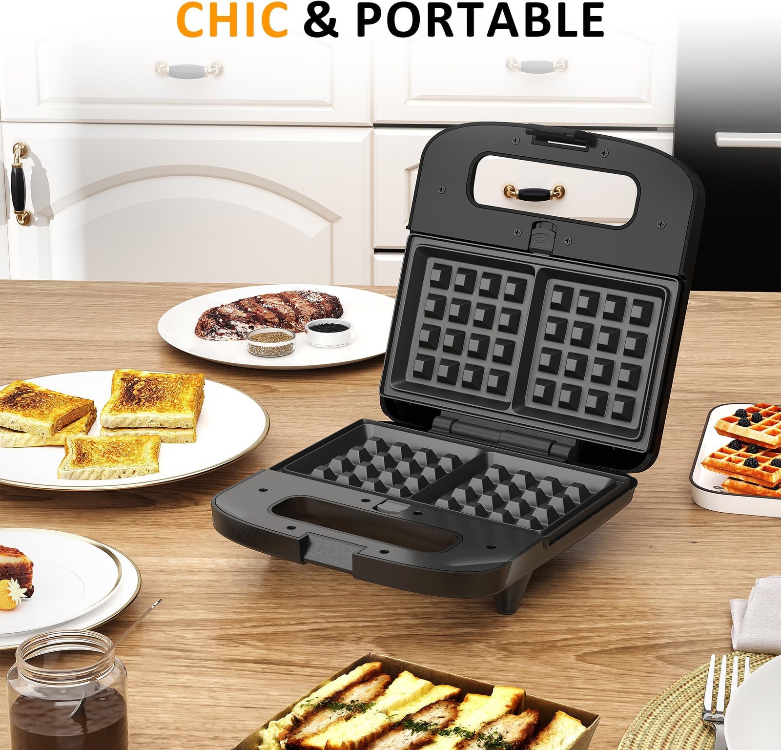 3 in 1 Electric Sandwich Maker with Removable Nonstick Plates – 800W,Black | …