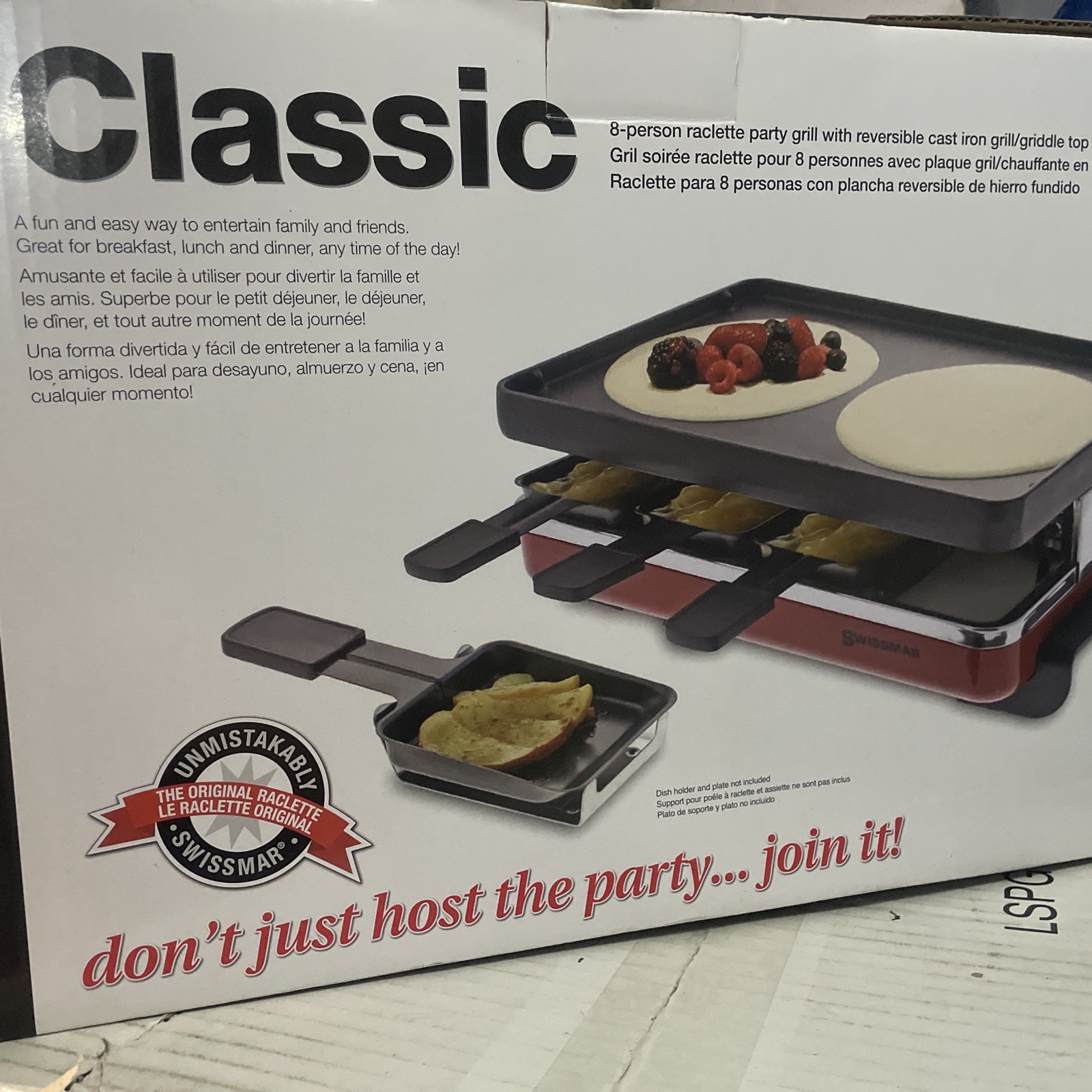 Swissmar Classic 8-Person Raclette Grill KF-77041 1200W Non-Stick Cast Aluminum