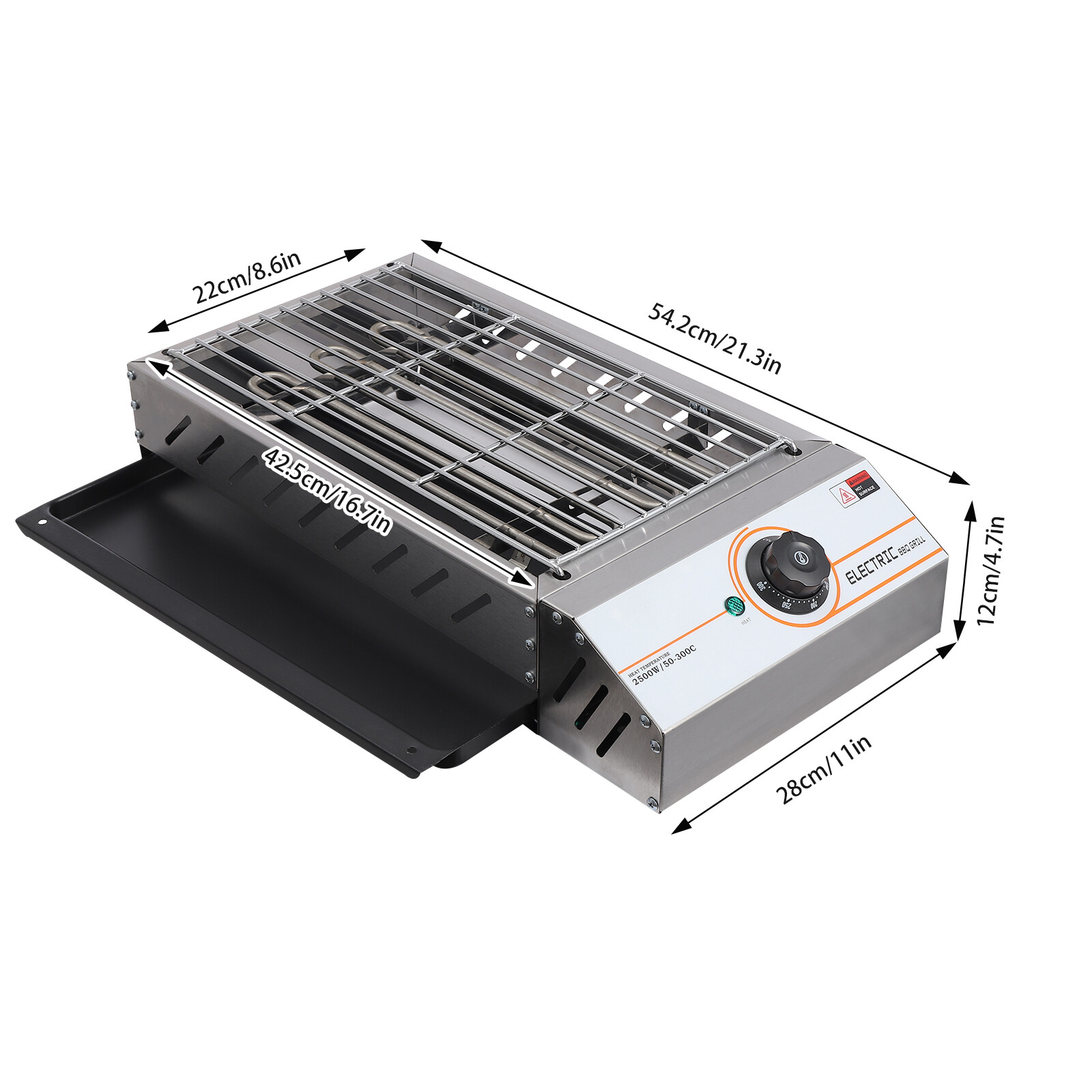 1800W Electric BBQ Grill Smokeless Stainless Steel Barbecue Hot Plate Griddle