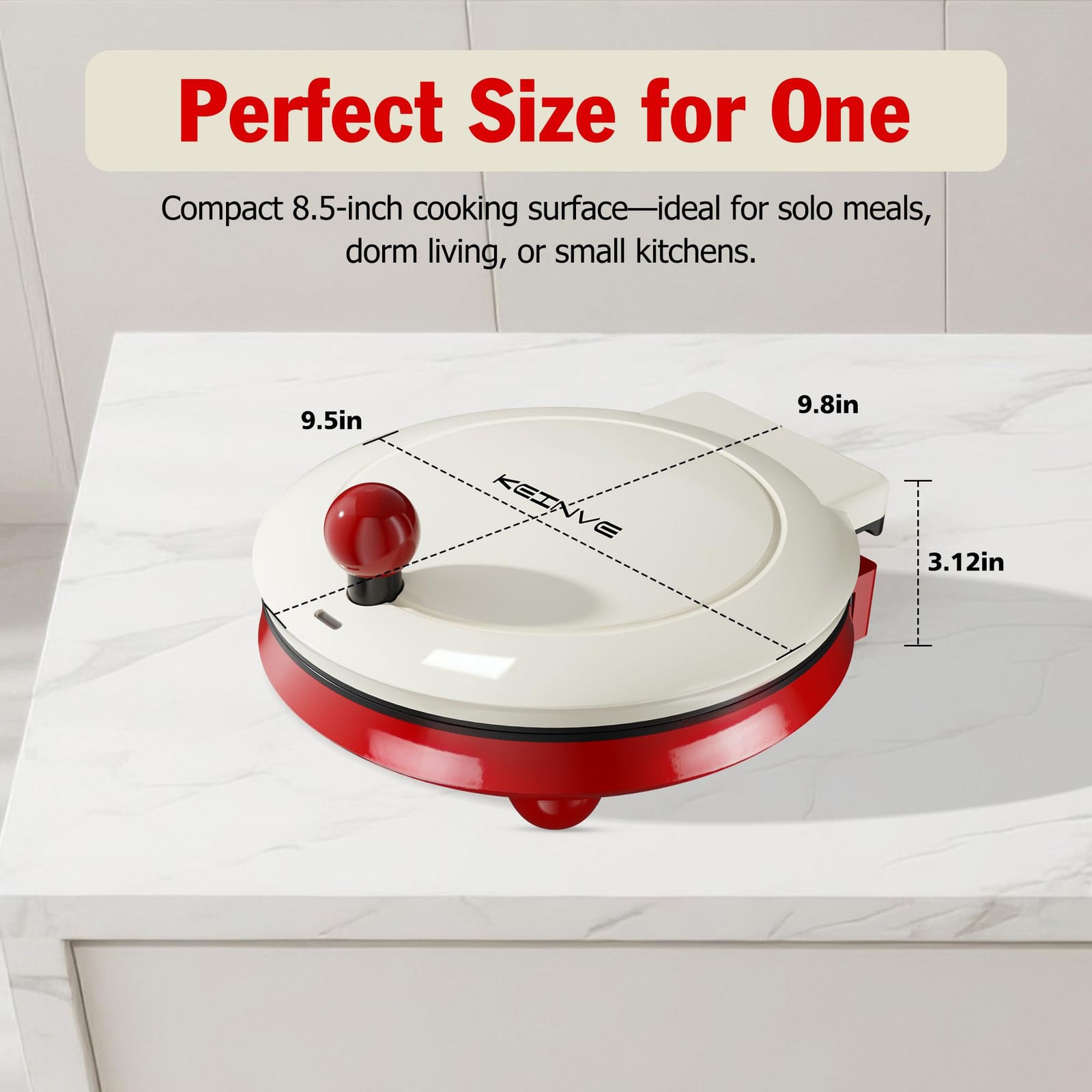 1000W Pizza Maker 2in1 Indoor Griddle Cooker 8.5 Inch 180 Open Nonstick