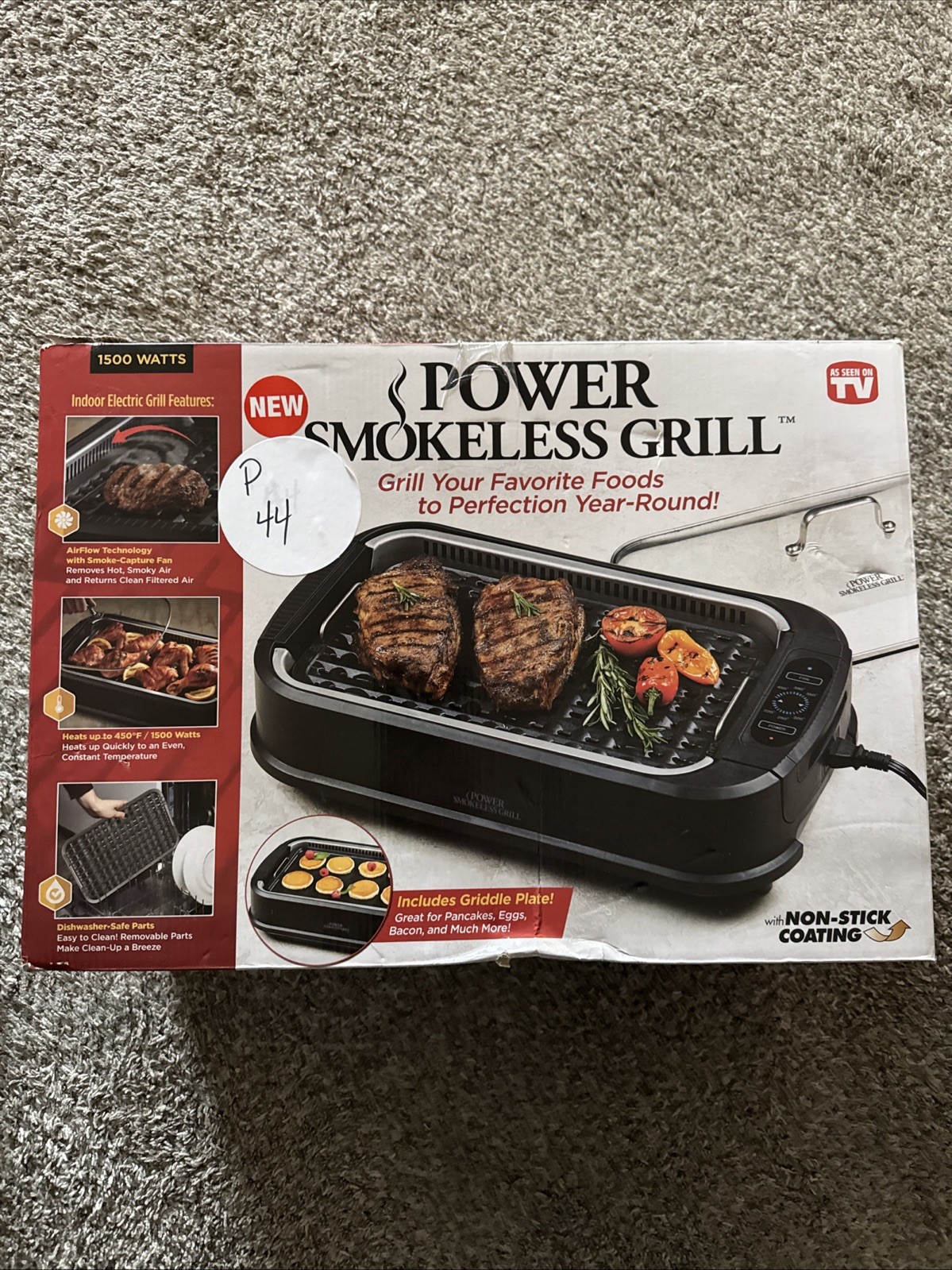 New As Seen On TV Indoor Electric Power Smokeless Grill and Griddle 1500 Watts