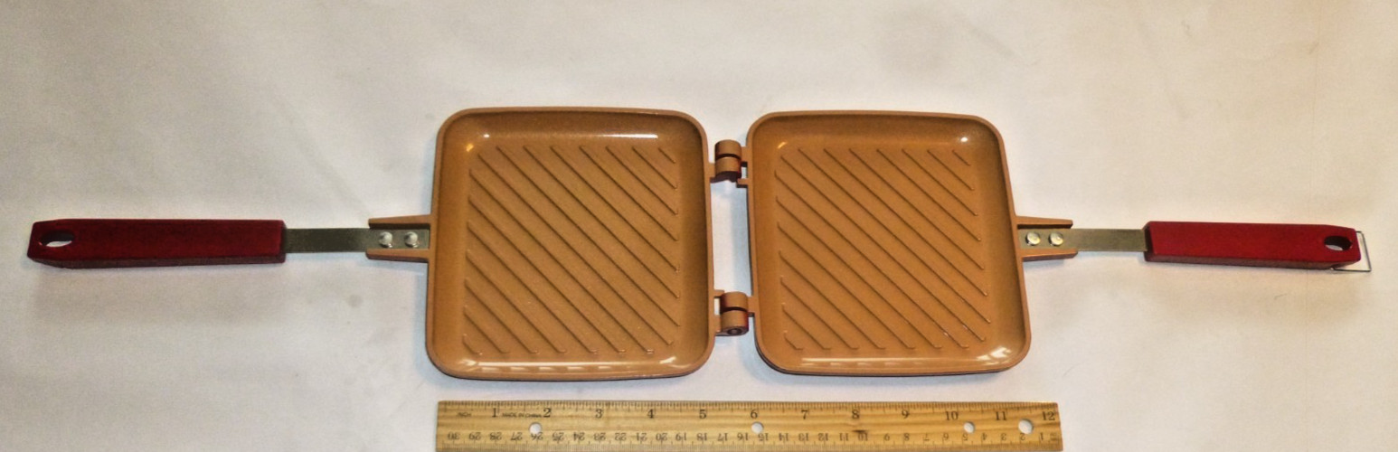 Red Copper Flipwich Non-Stick Sandwich Maker Grilled Sandwich Panini Pan