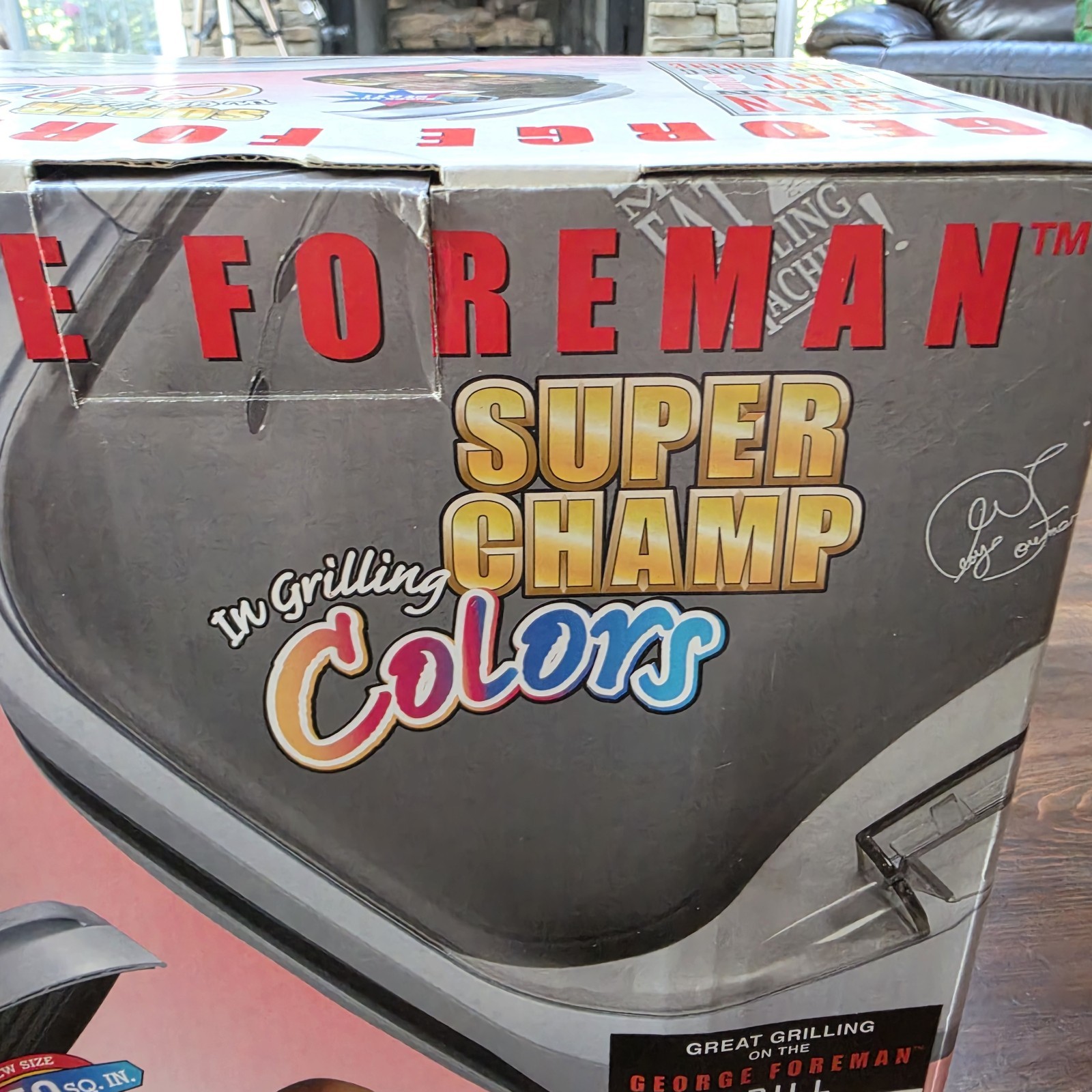 George Foreman Super Champ Colors Gray Grill GR18BW New Unused W/ Bun Warmer