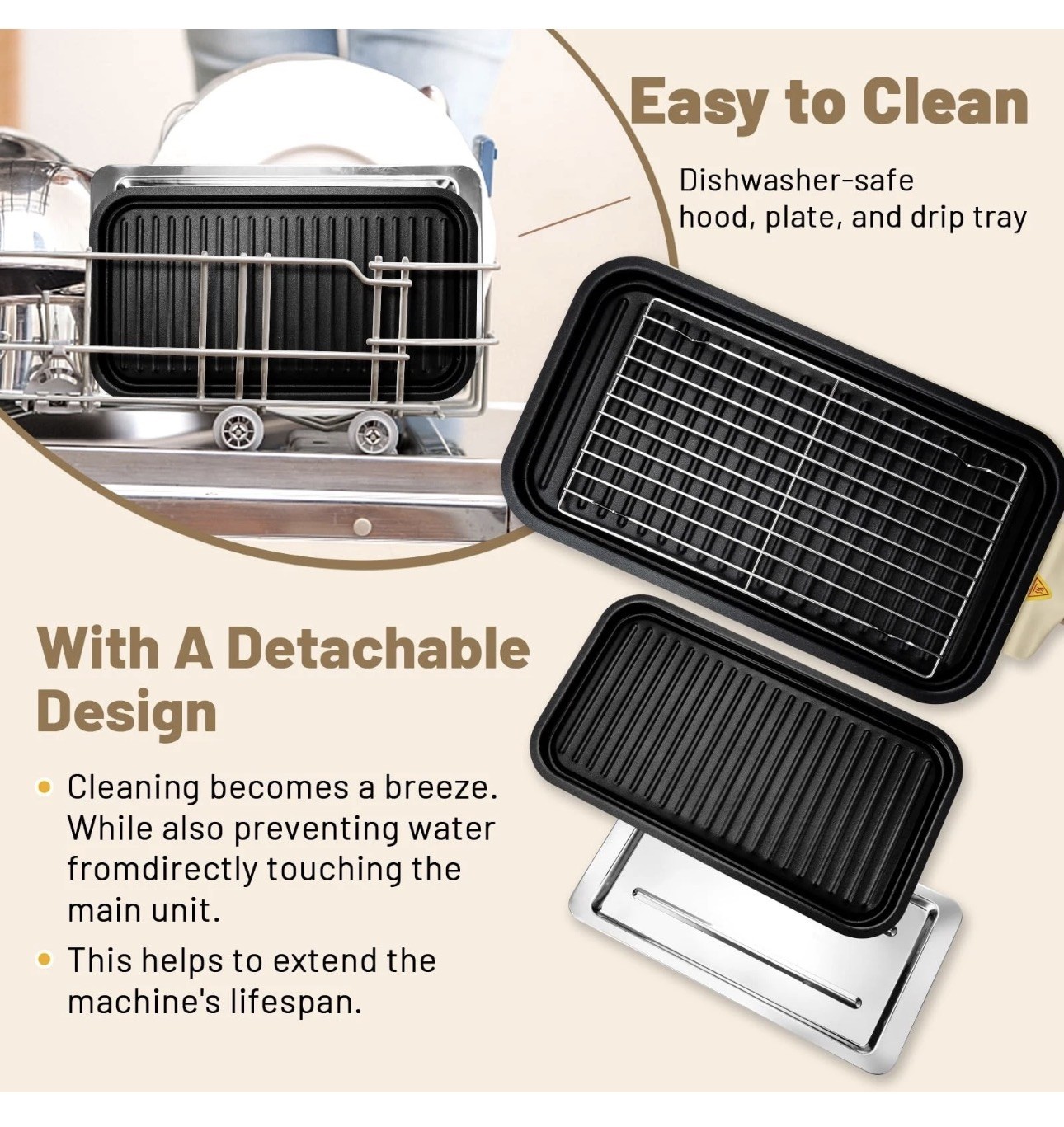 Electric Indoor Grill2 In 1 Indoor Grills For Kitchen With Grill Net & Nonstick