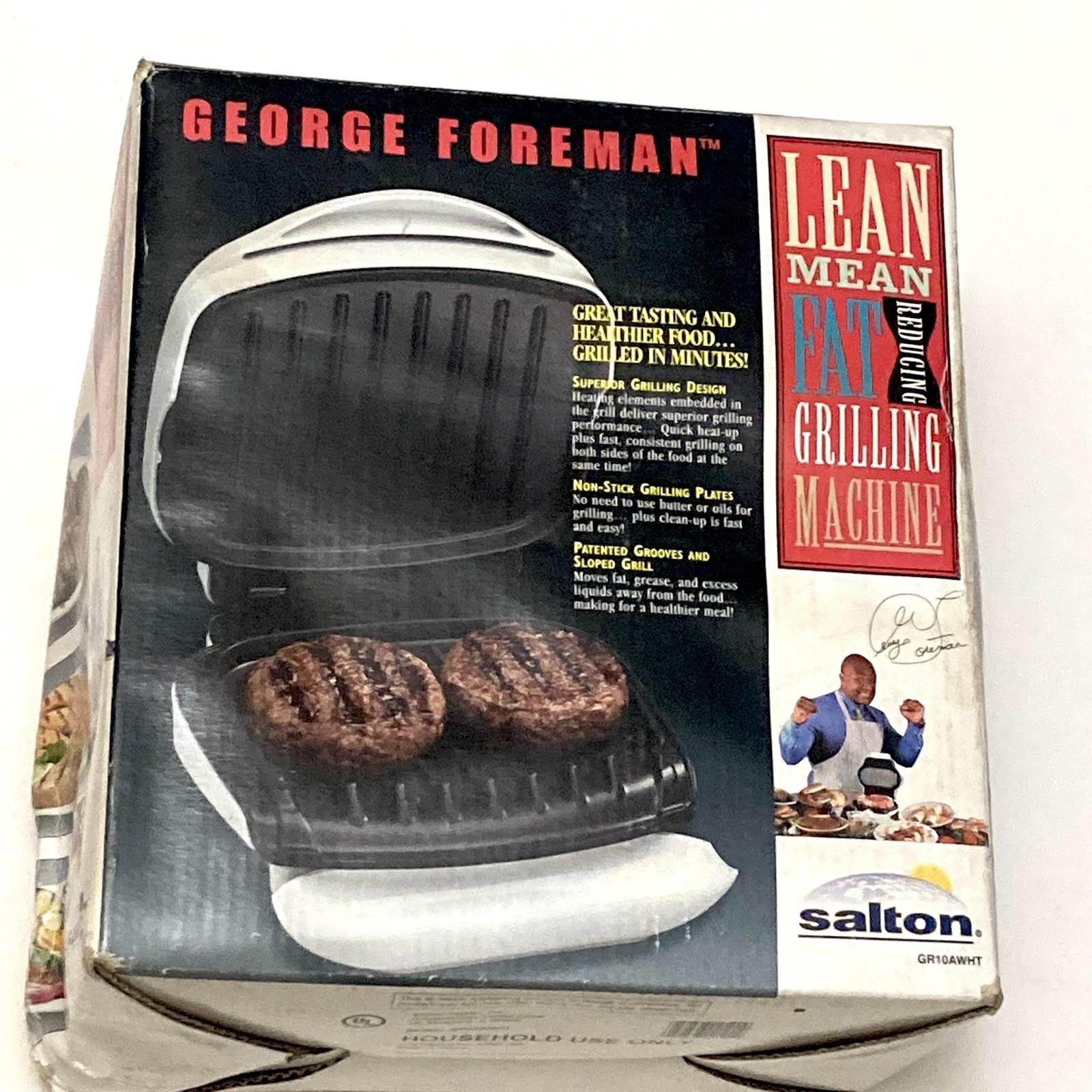 George Foreman GR10AWHT Electric Non-Stick Grill White Easy Clean Drip Tray