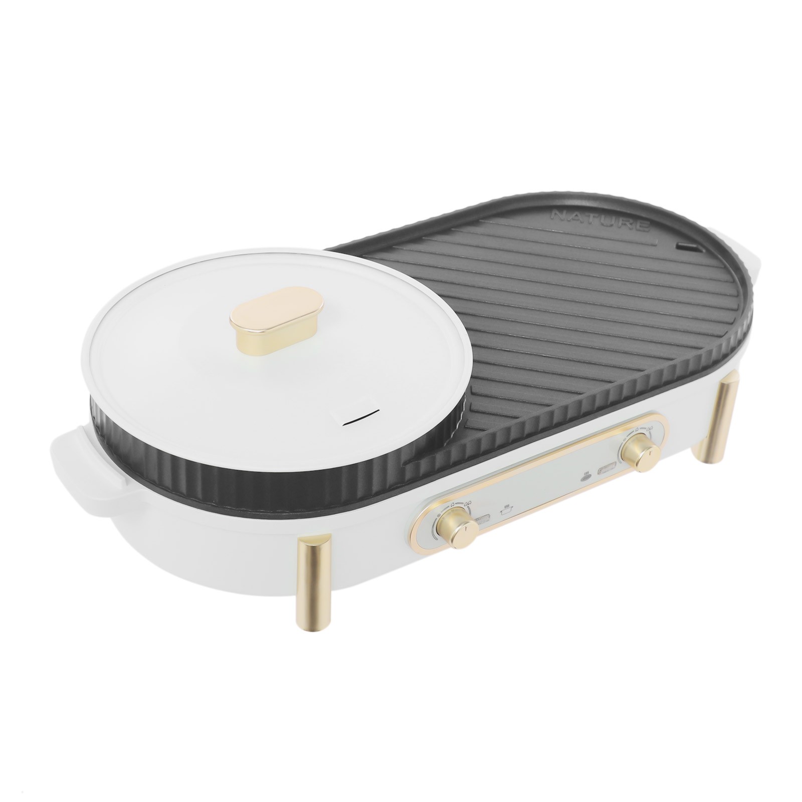 Electric Grill&Hot Pot 2-in-1 Hotpot Pot and Grill Plate with Independent Temper